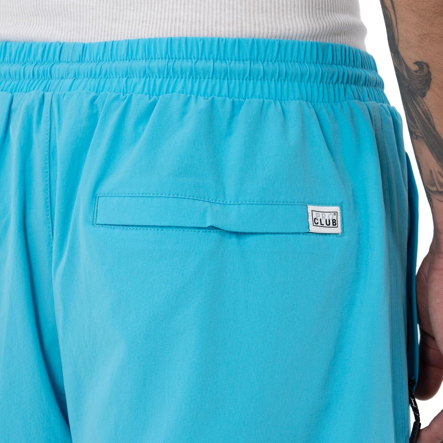 imagePro Club Mens Performance Stretch Nylon Active Short 5 12 Inch InseamBlue Atoll