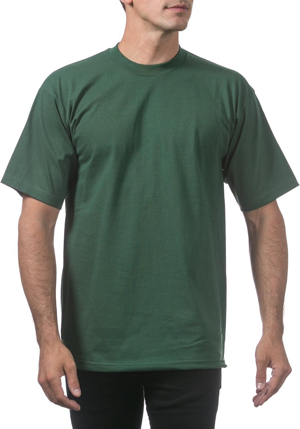 imagePro Club Mens 6Pack Heavyweight Cotton Short Sleeve Crew Neck TShirtForest Green