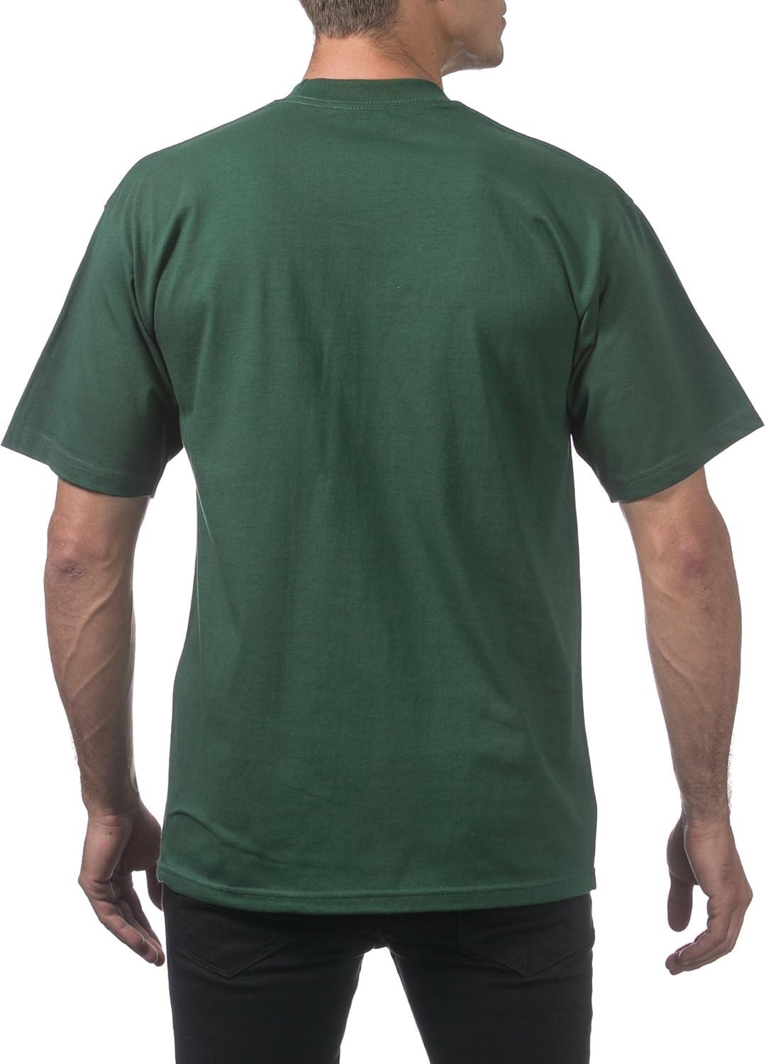 imagePro Club Mens 6Pack Heavyweight Cotton Short Sleeve Crew Neck TShirtForest Green