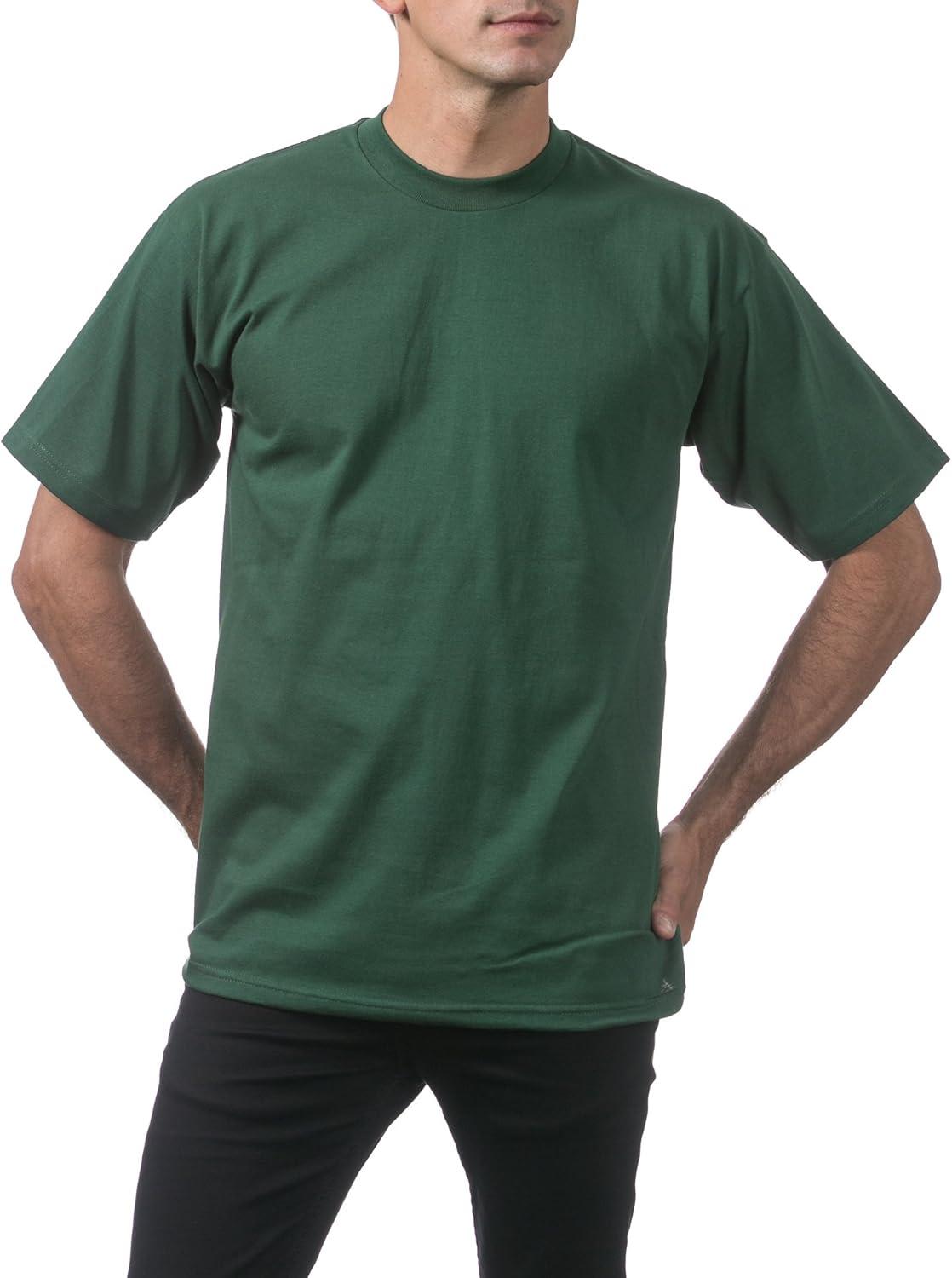 imagePro Club Mens 6Pack Heavyweight Cotton Short Sleeve Crew Neck TShirtForest Green