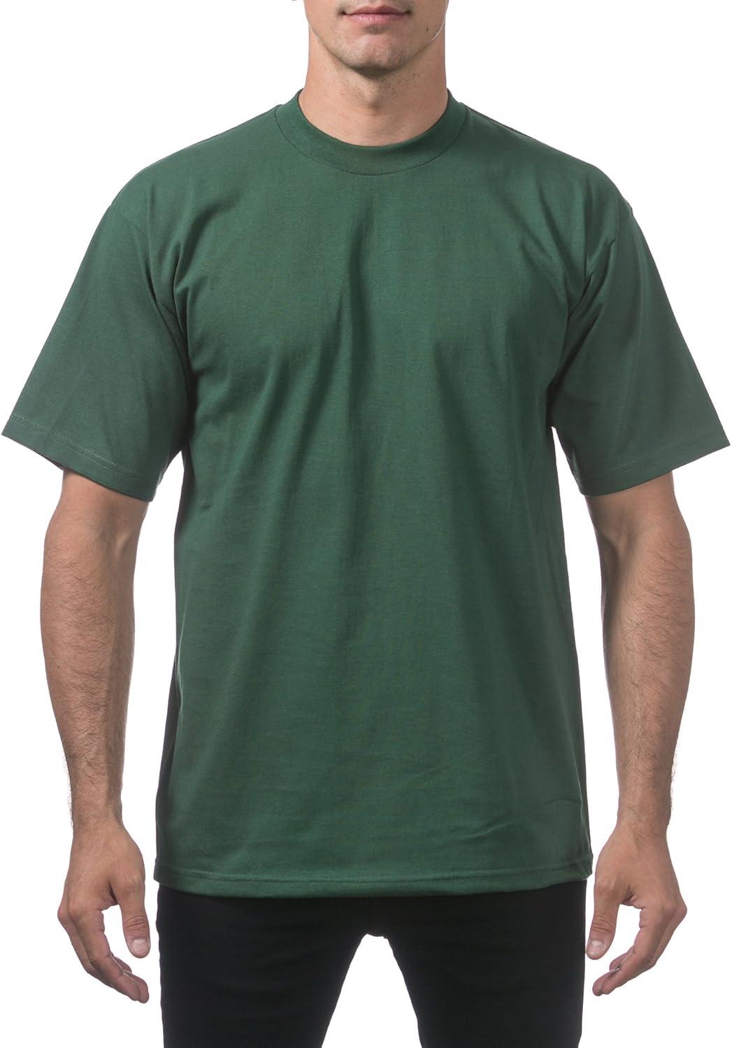 imagePro Club Mens 6Pack Heavyweight Cotton Short Sleeve Crew Neck TShirtForest Green