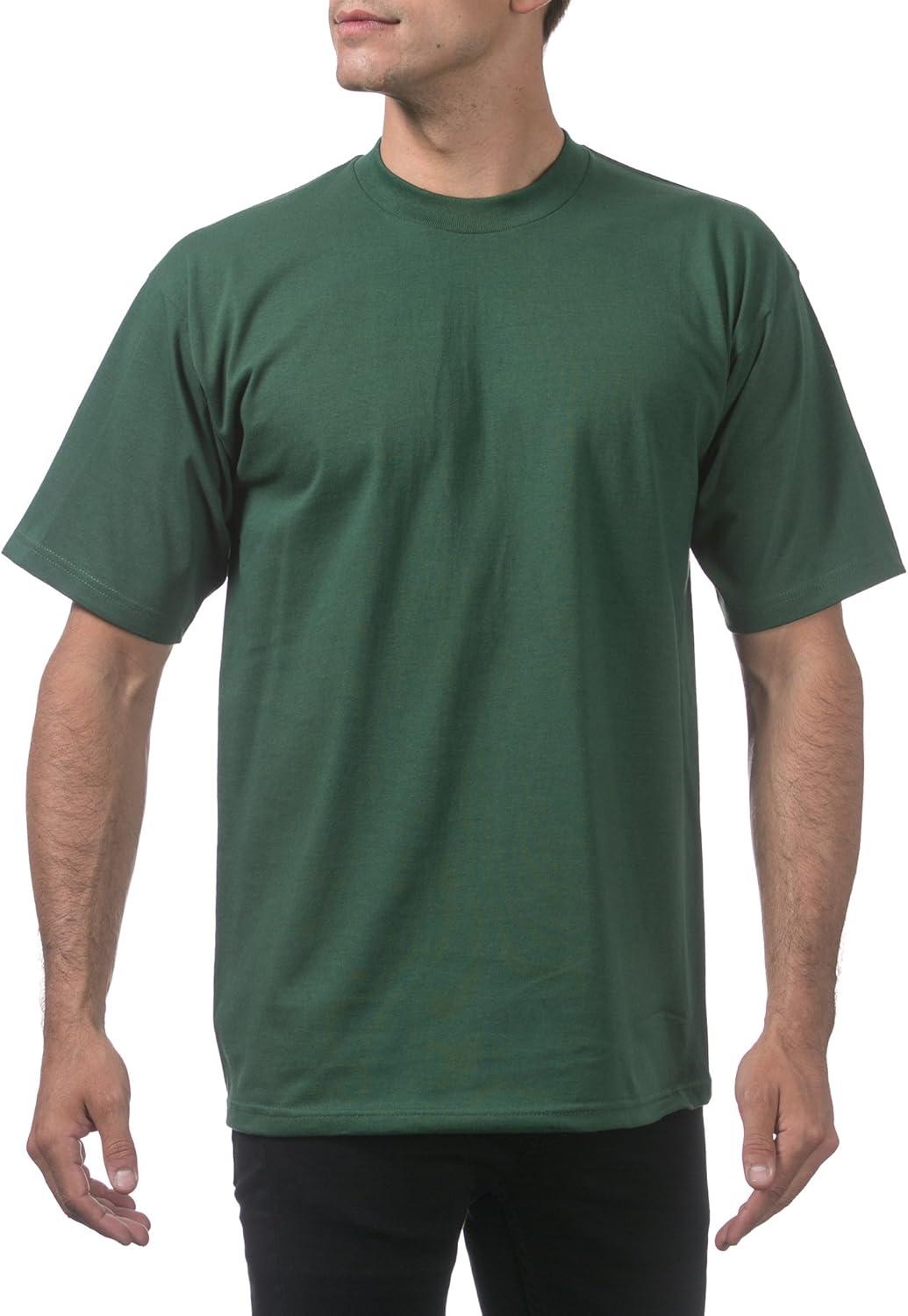 imagePro Club Mens 6Pack Heavyweight Cotton Short Sleeve Crew Neck TShirtForest Green