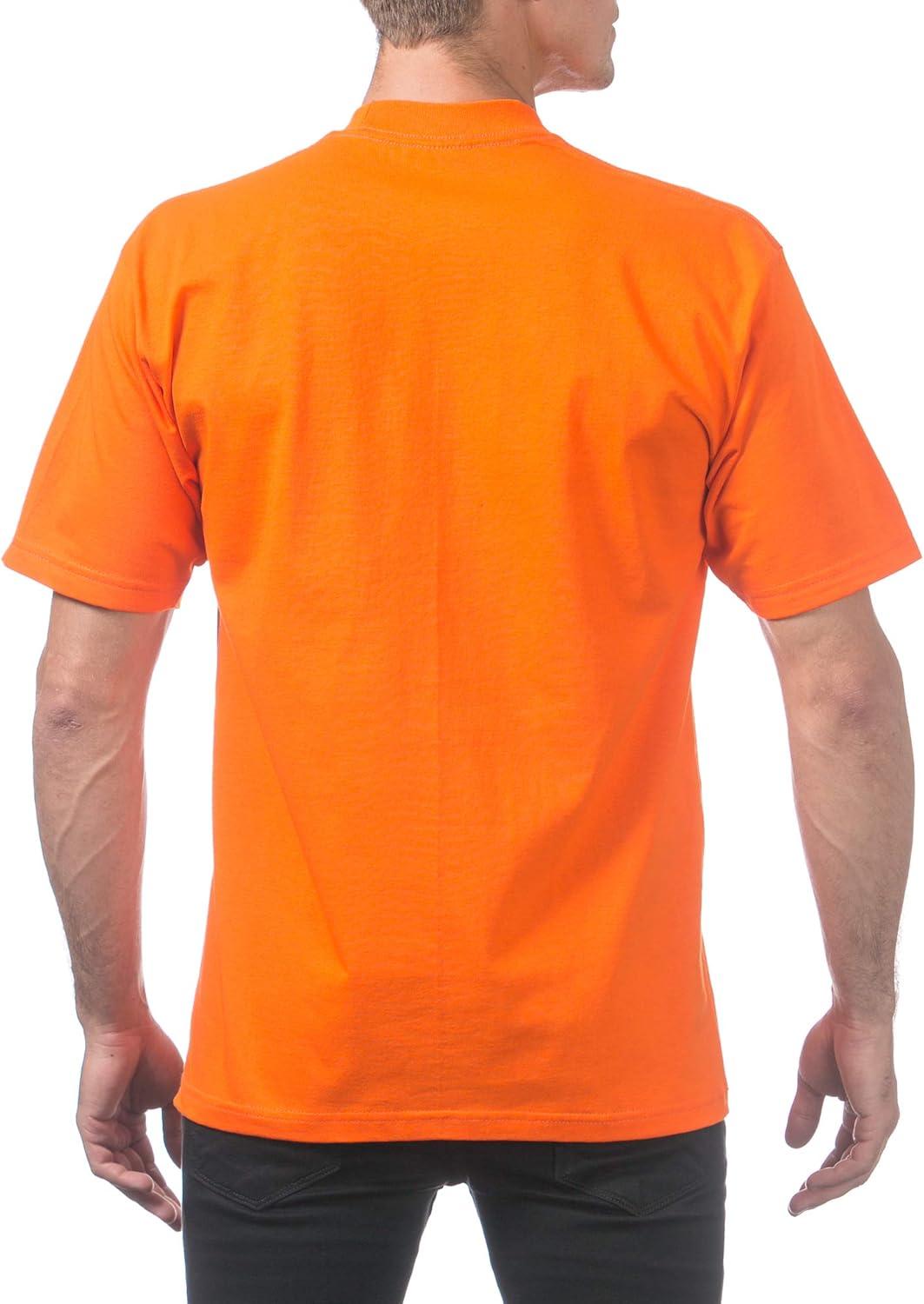 imagePro Club Mens 6Pack Heavyweight Cotton Short Sleeve Crew Neck TShirtOrange Tang