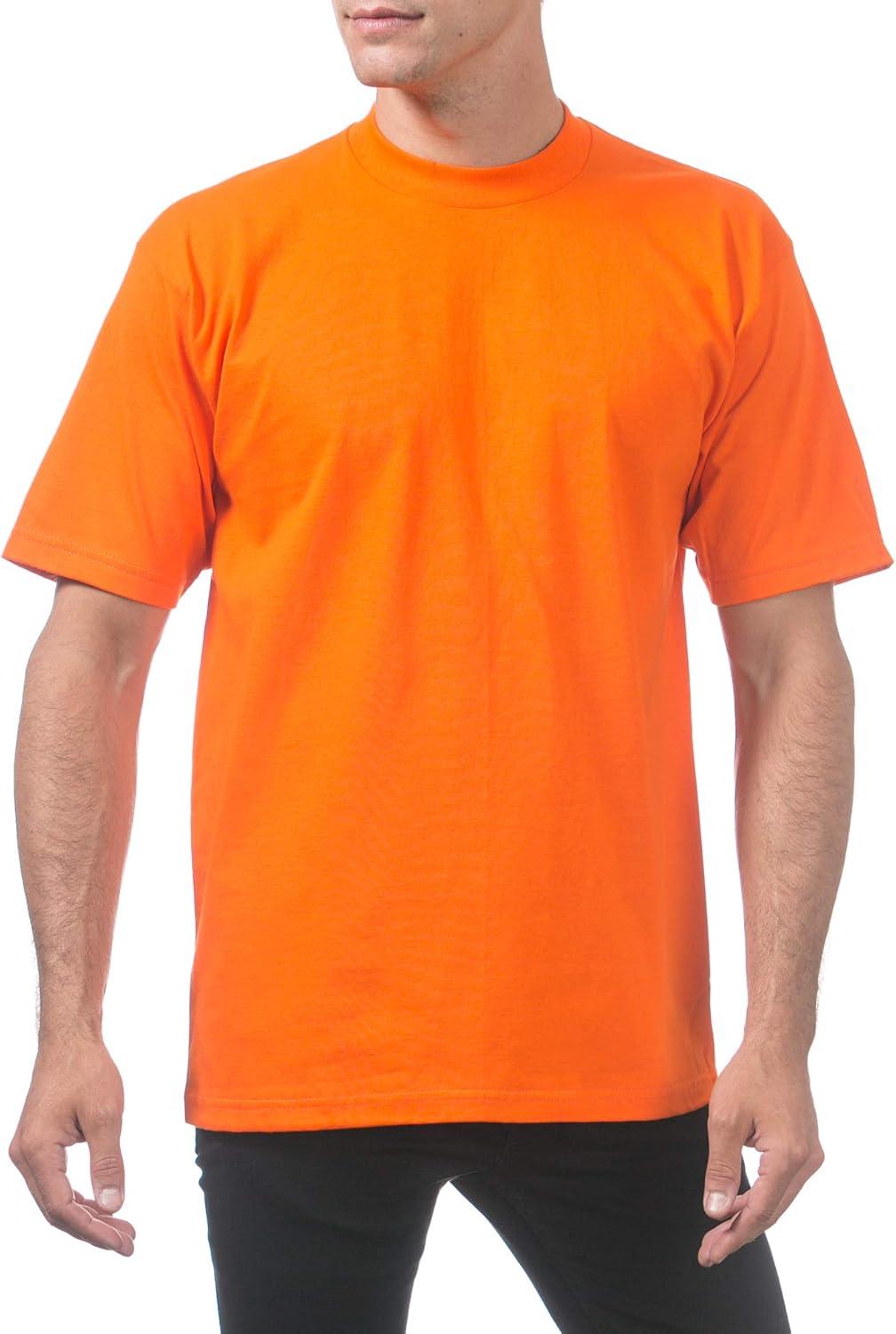 imagePro Club Mens 6Pack Heavyweight Cotton Short Sleeve Crew Neck TShirtOrange Tang