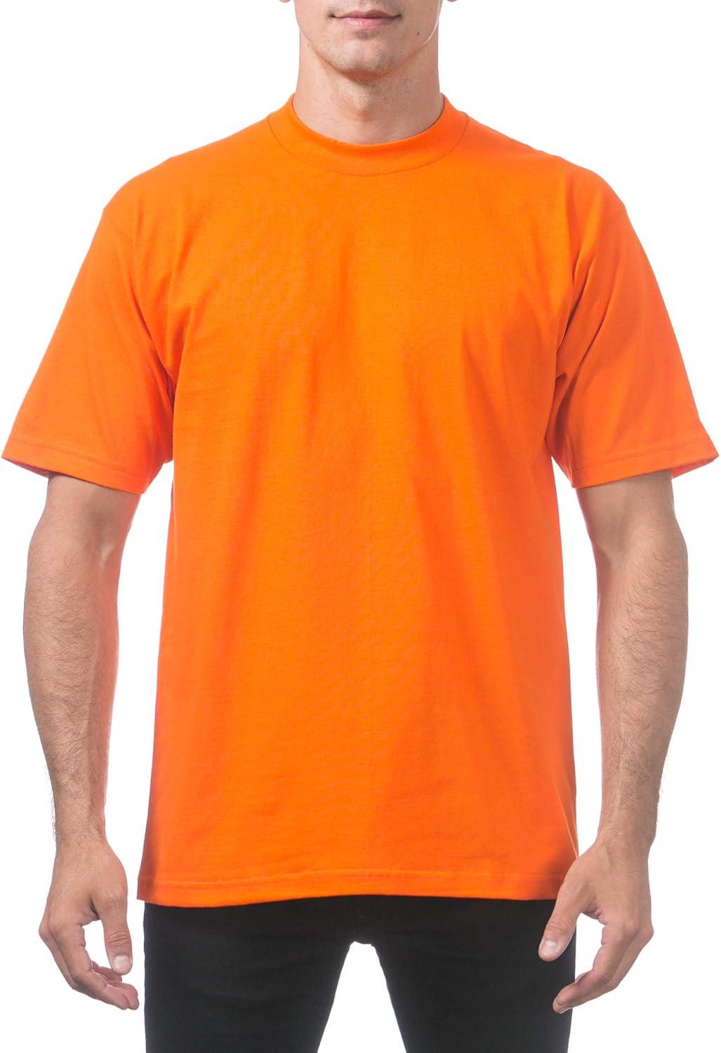 imagePro Club Mens 6Pack Heavyweight Cotton Short Sleeve Crew Neck TShirtOrange Tang