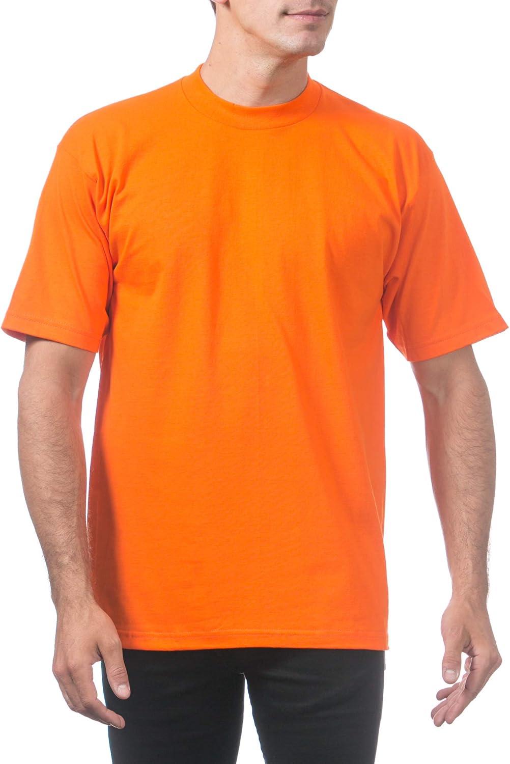 imagePro Club Mens 6Pack Heavyweight Cotton Short Sleeve Crew Neck TShirtOrange Tang