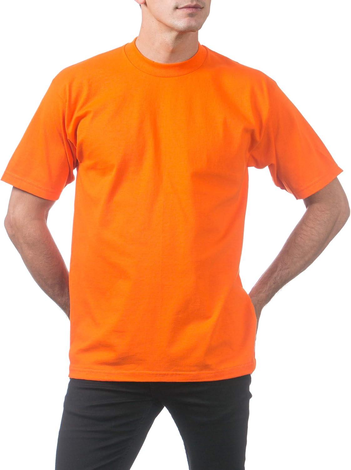 imagePro Club Mens 6Pack Heavyweight Cotton Short Sleeve Crew Neck TShirtOrange Tang