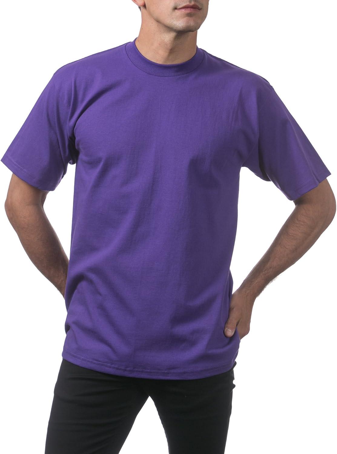 imagePro Club Mens 6Pack Heavyweight Cotton Short Sleeve Crew Neck TShirtPurple