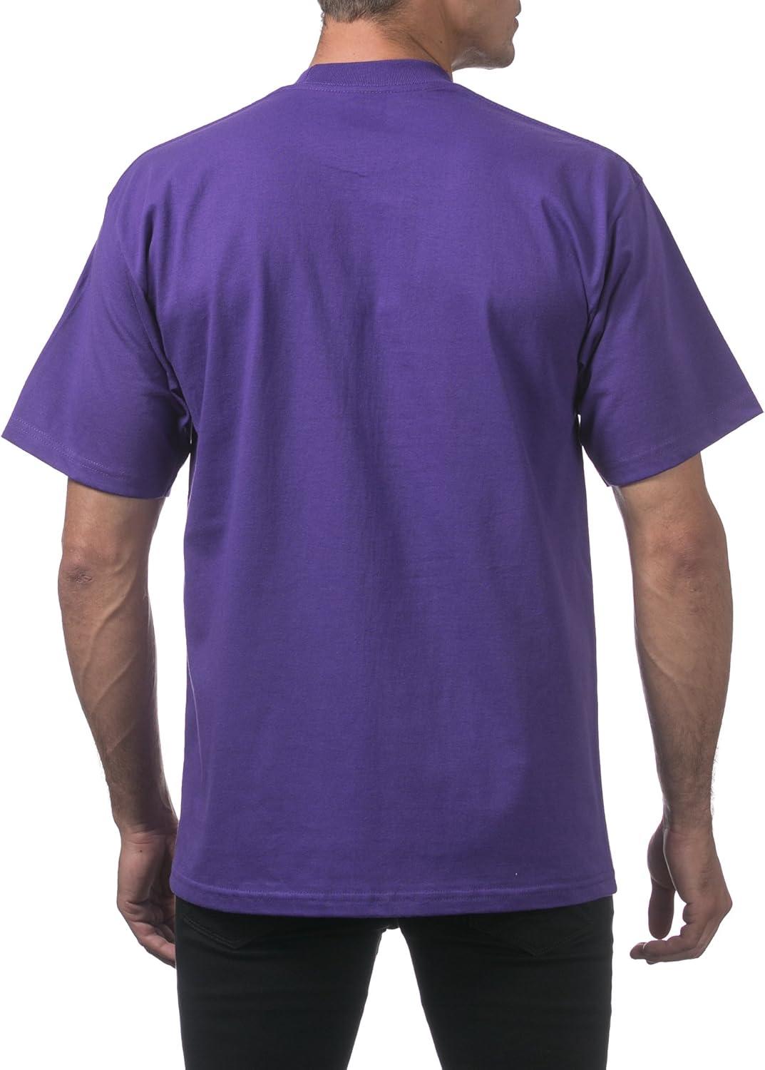 imagePro Club Mens 6Pack Heavyweight Cotton Short Sleeve Crew Neck TShirtPurple