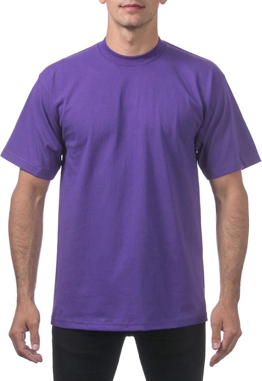imagePro Club Mens 6Pack Heavyweight Cotton Short Sleeve Crew Neck TShirtPurple