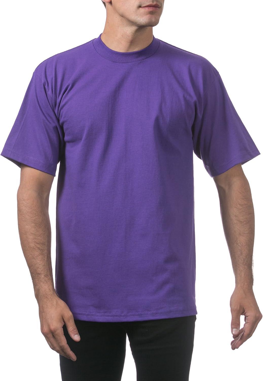 imagePro Club Mens 6Pack Heavyweight Cotton Short Sleeve Crew Neck TShirtPurple