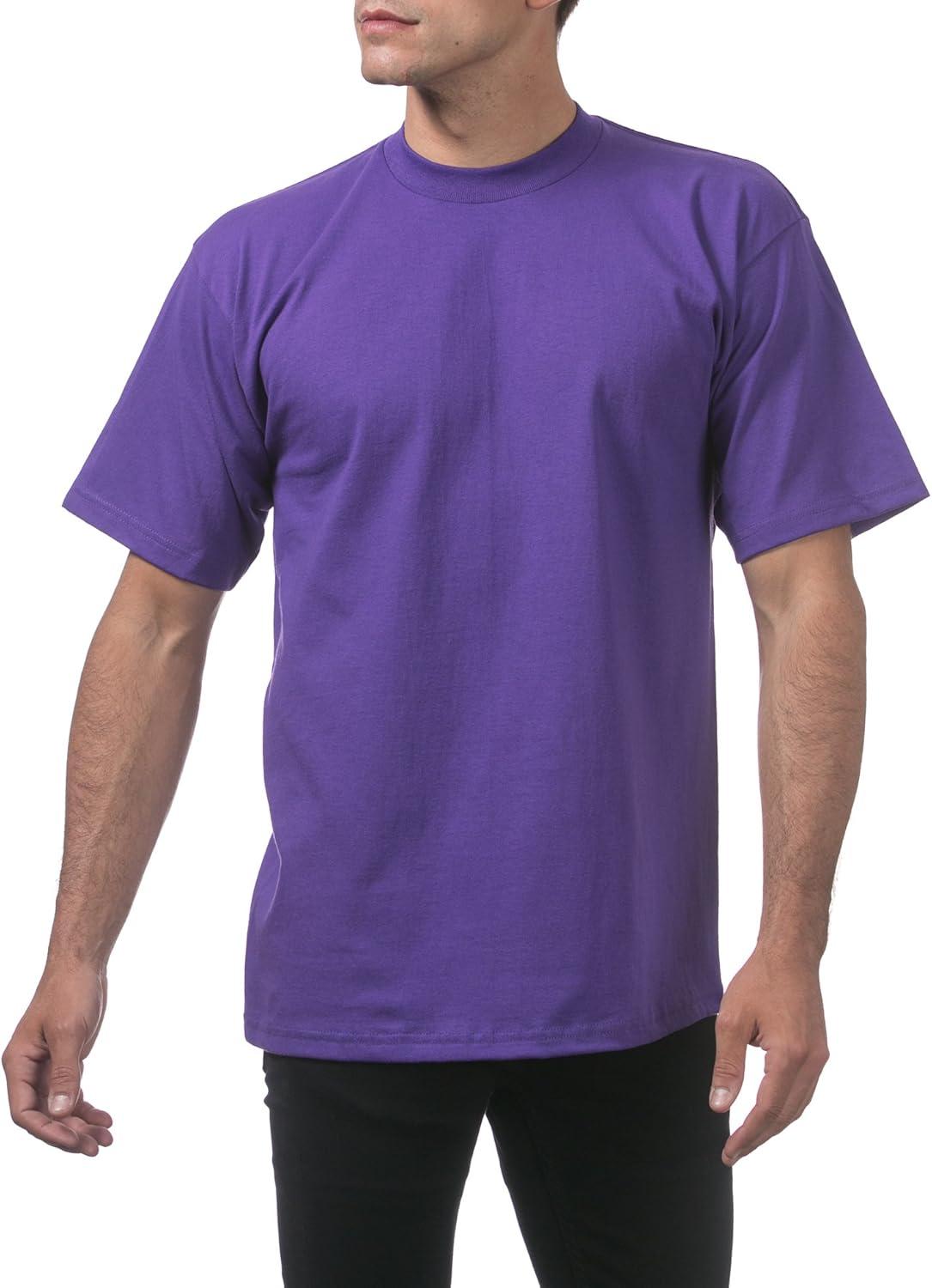 imagePro Club Mens 6Pack Heavyweight Cotton Short Sleeve Crew Neck TShirtPurple
