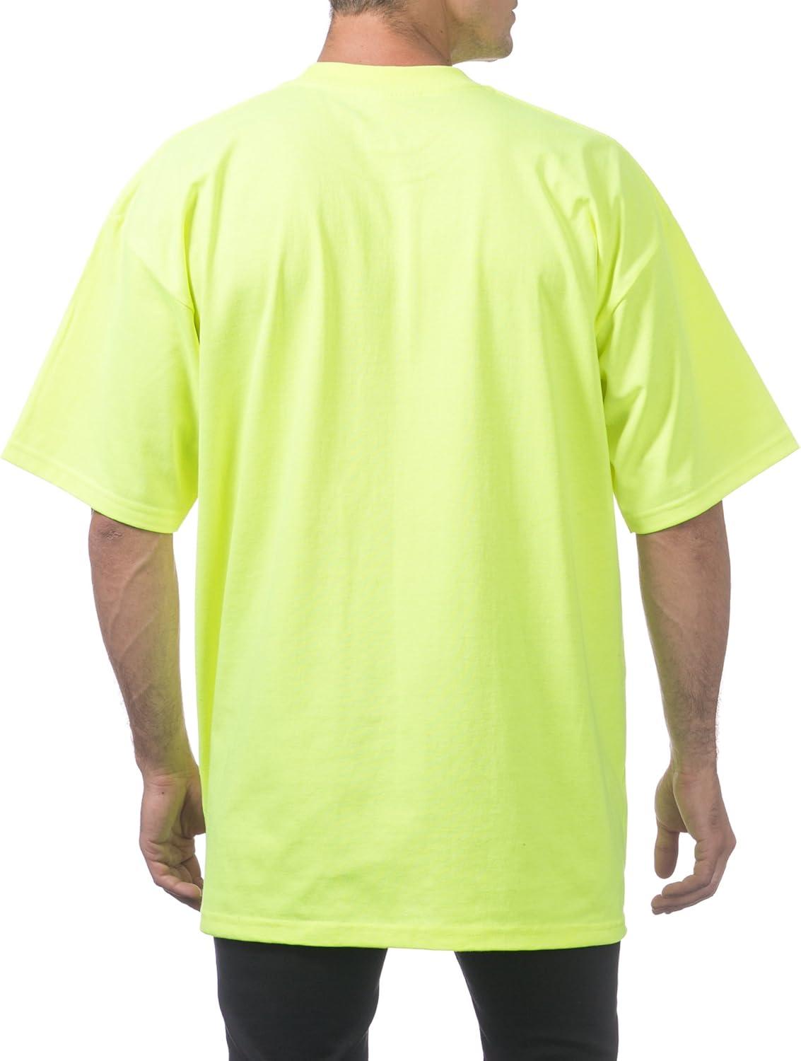 imagePro Club Mens 6Pack Heavyweight Cotton Short Sleeve Crew Neck TShirtSafety Green