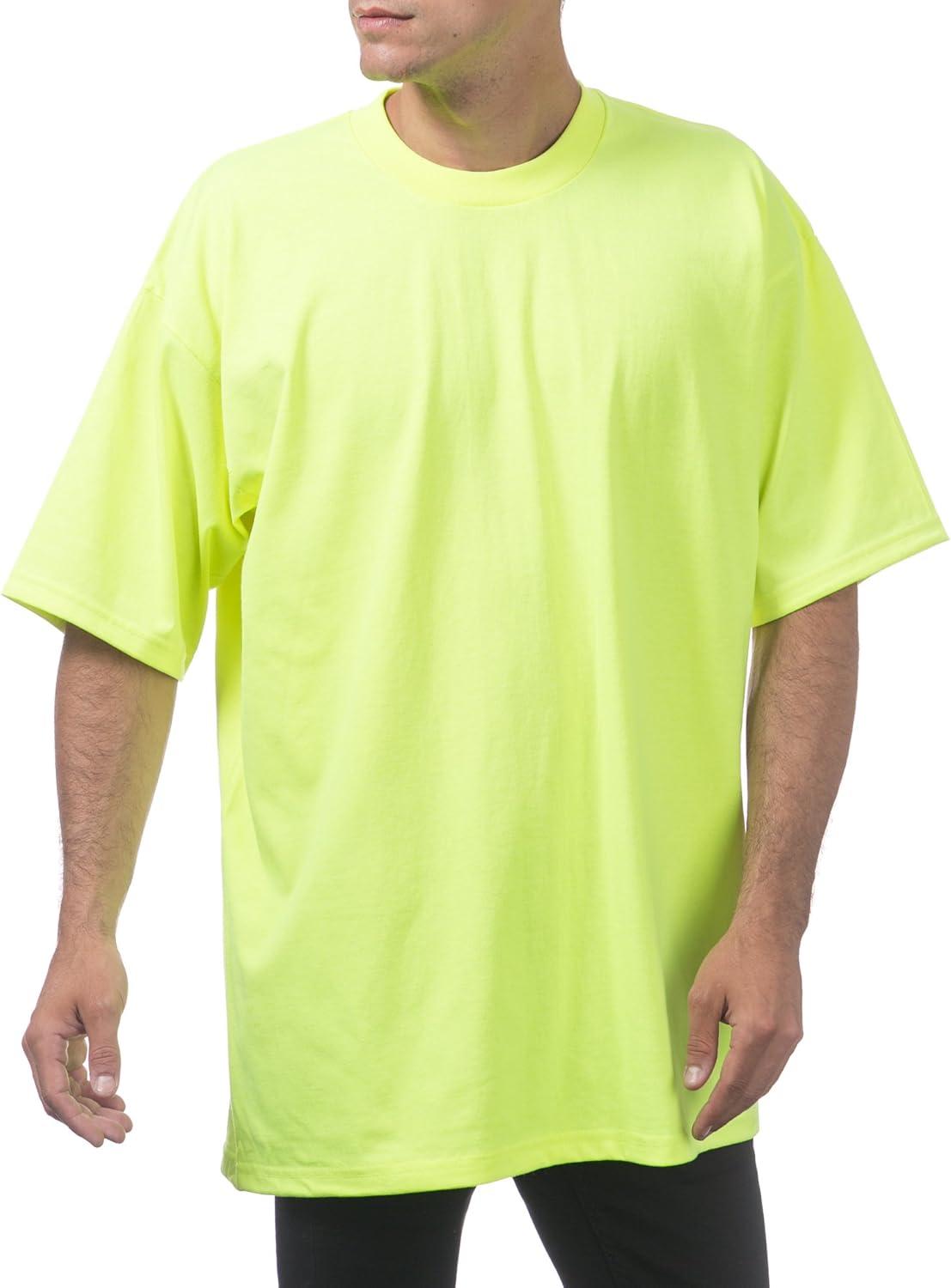 imagePro Club Mens 6Pack Heavyweight Cotton Short Sleeve Crew Neck TShirtSafety Green