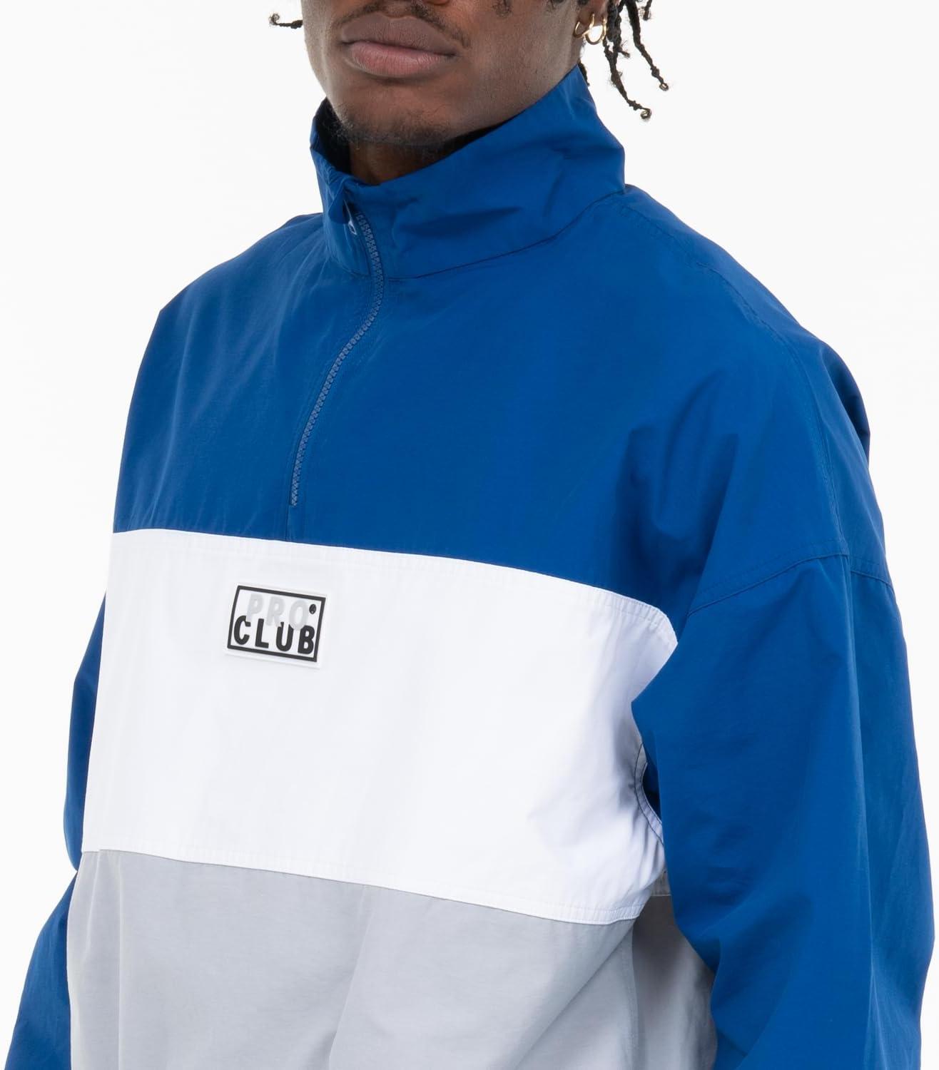 imagePro Club Mens Comfort TriColor CottonNylon Half Zip Track JacketRoyal Blue