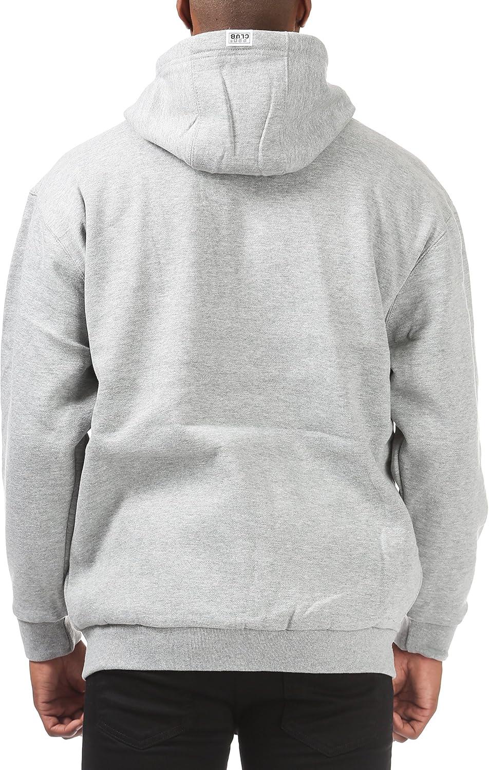imagePro Club Mens Full Zip Reversible Fleece and Thermal HoodieHeather GrayBlack