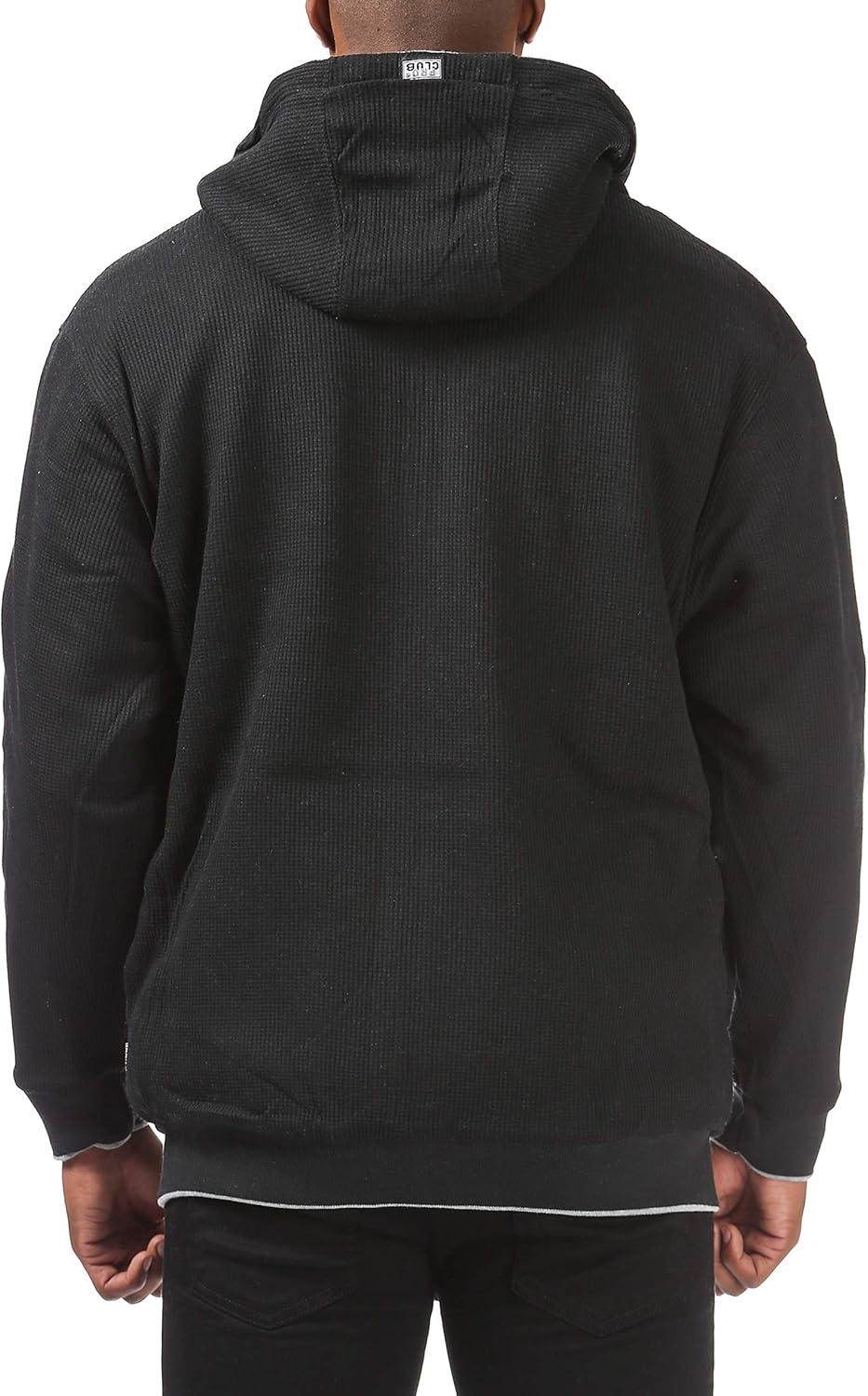 imagePro Club Mens Full Zip Reversible Fleece and Thermal HoodieHeather GrayBlack