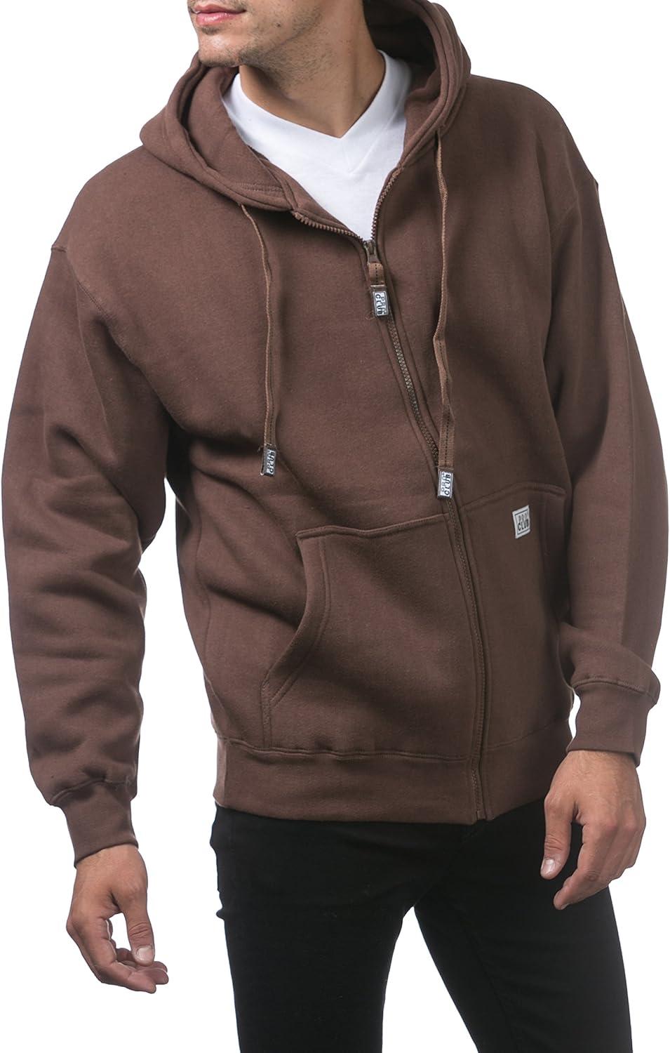 imagePro Club Mens Heavyweight Full Zip Fleece HoodieBrown