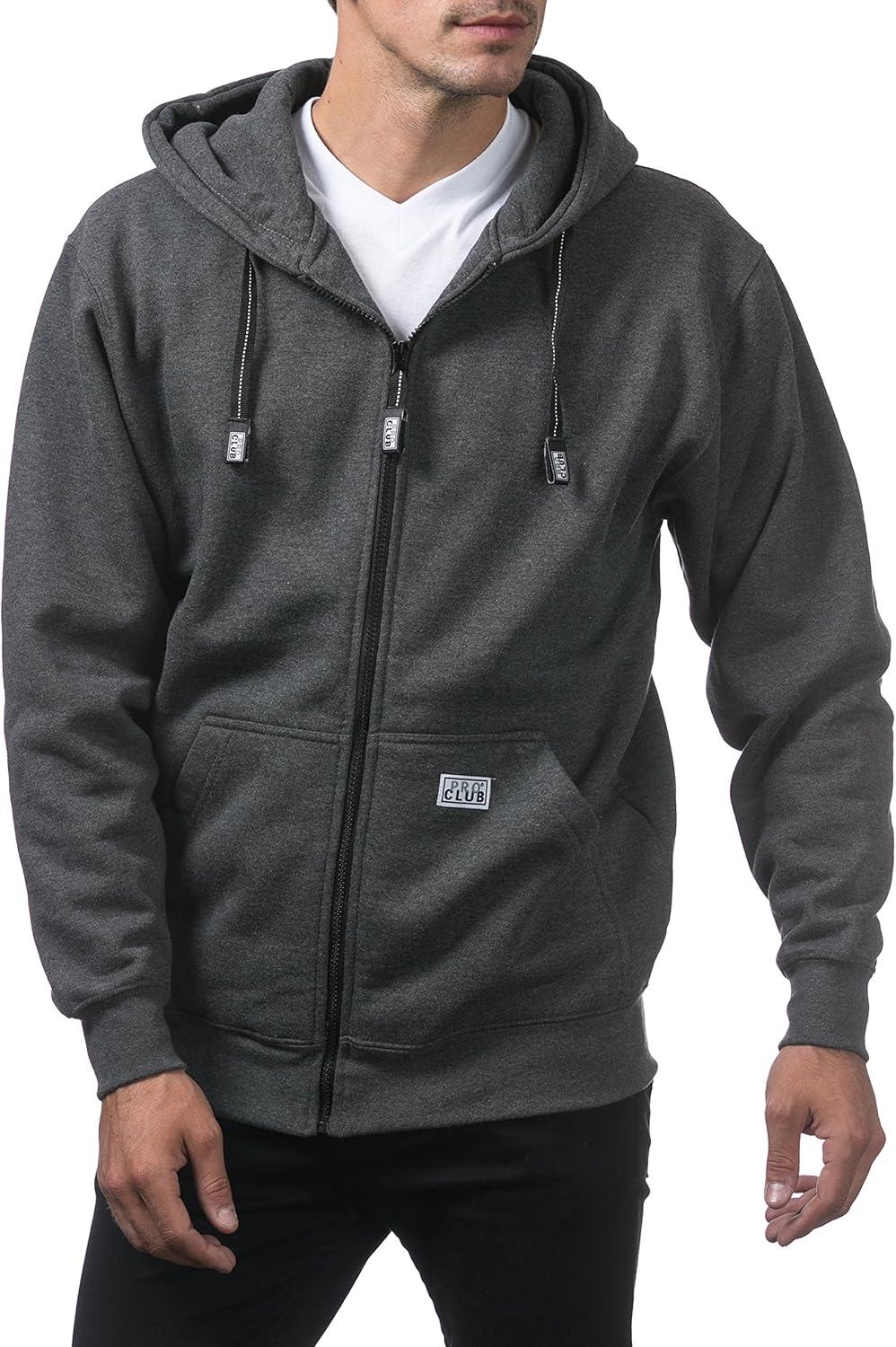 imagePro Club Mens Heavyweight Full Zip Fleece HoodieCharcoal