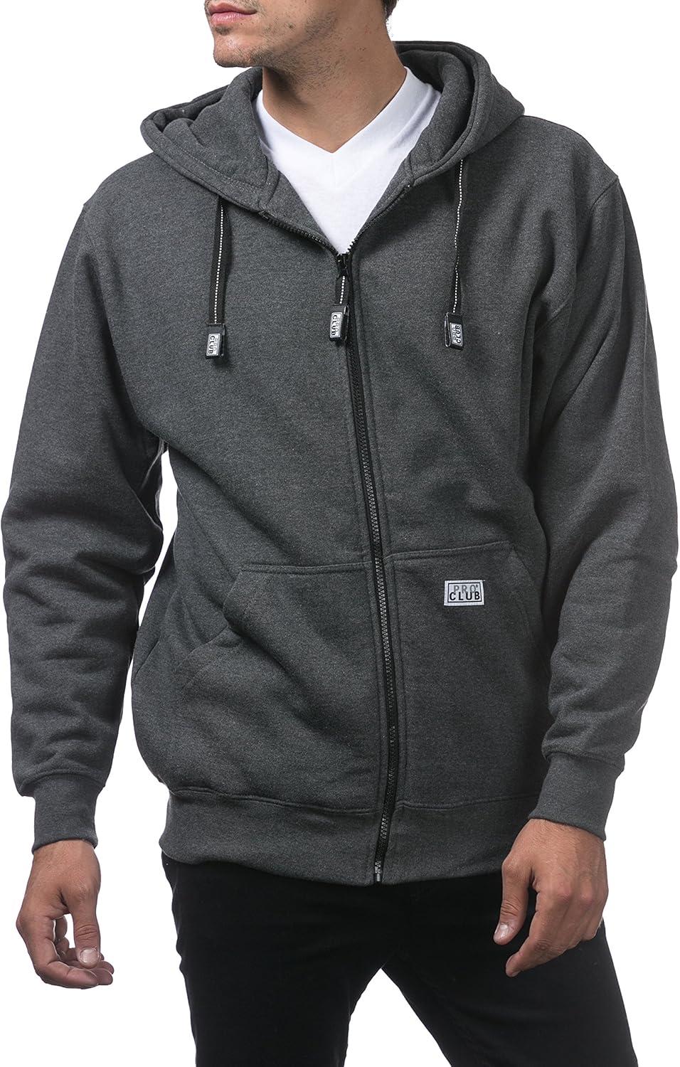 imagePro Club Mens Heavyweight Full Zip Fleece HoodieCharcoal