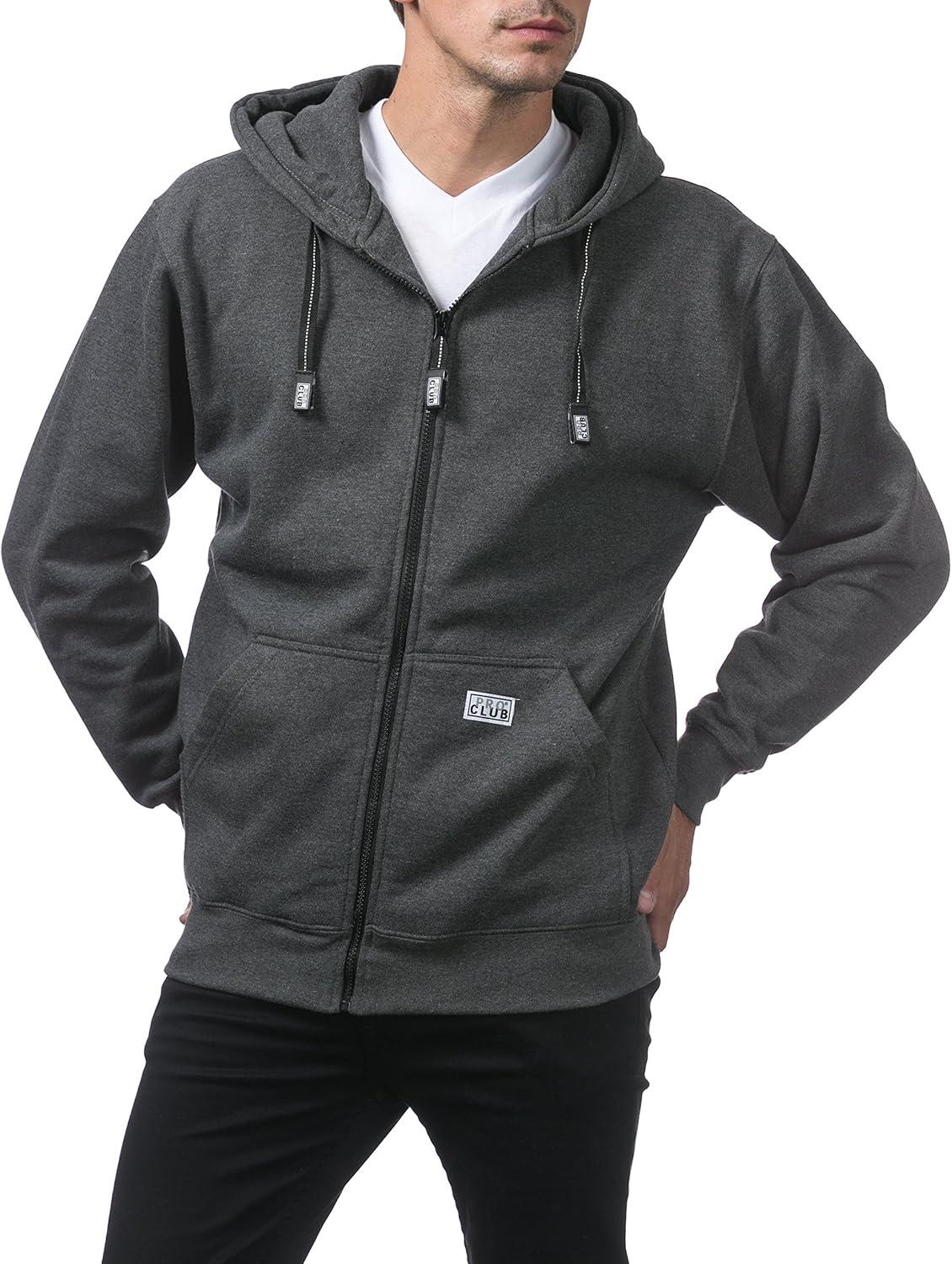 imagePro Club Mens Heavyweight Full Zip Fleece HoodieCharcoal