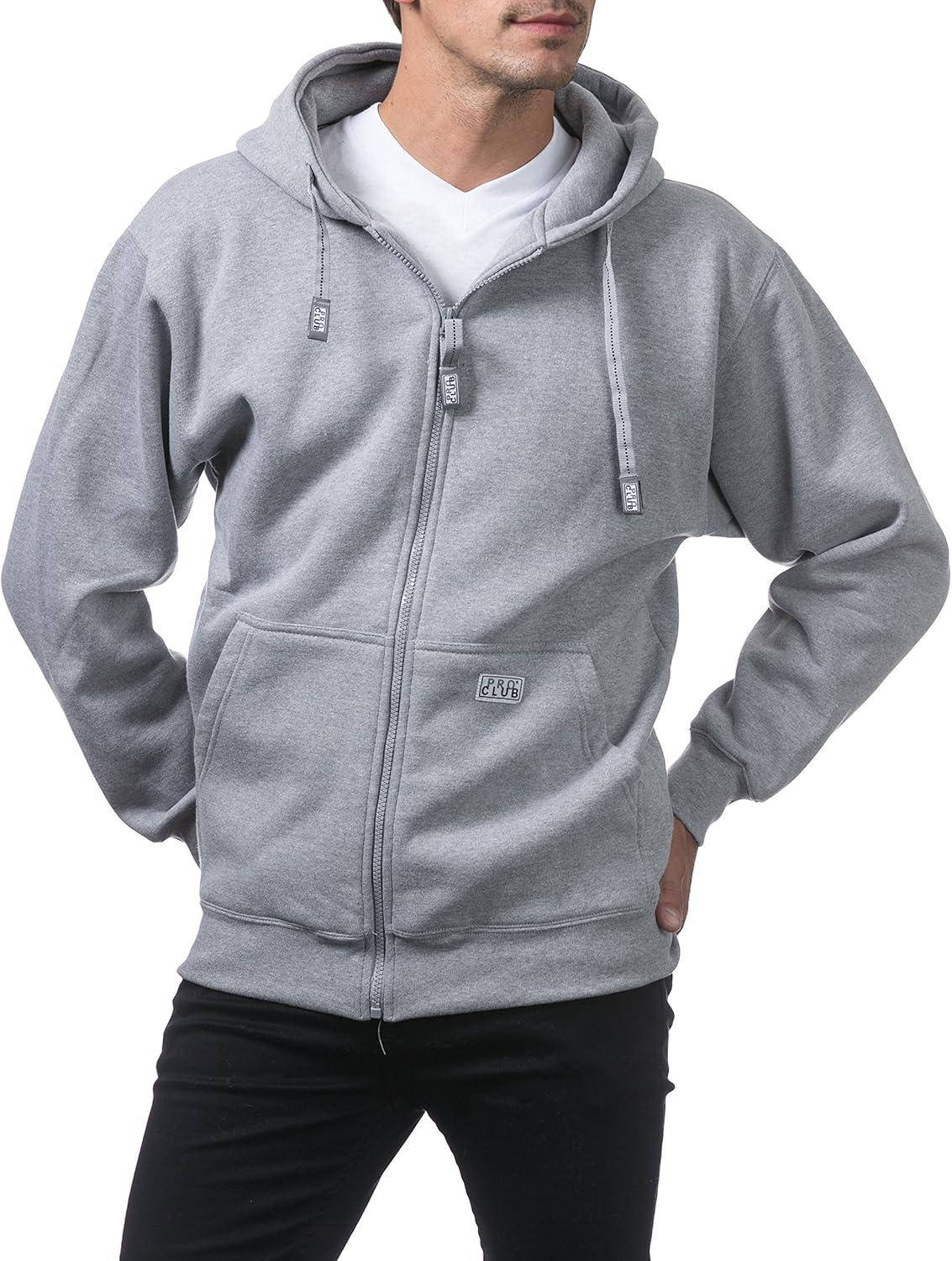 imagePro Club Mens Heavyweight Full Zip Fleece HoodieHeather Gray