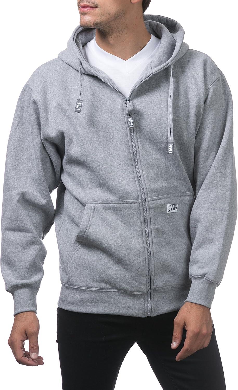 imagePro Club Mens Heavyweight Full Zip Fleece HoodieHeather Gray