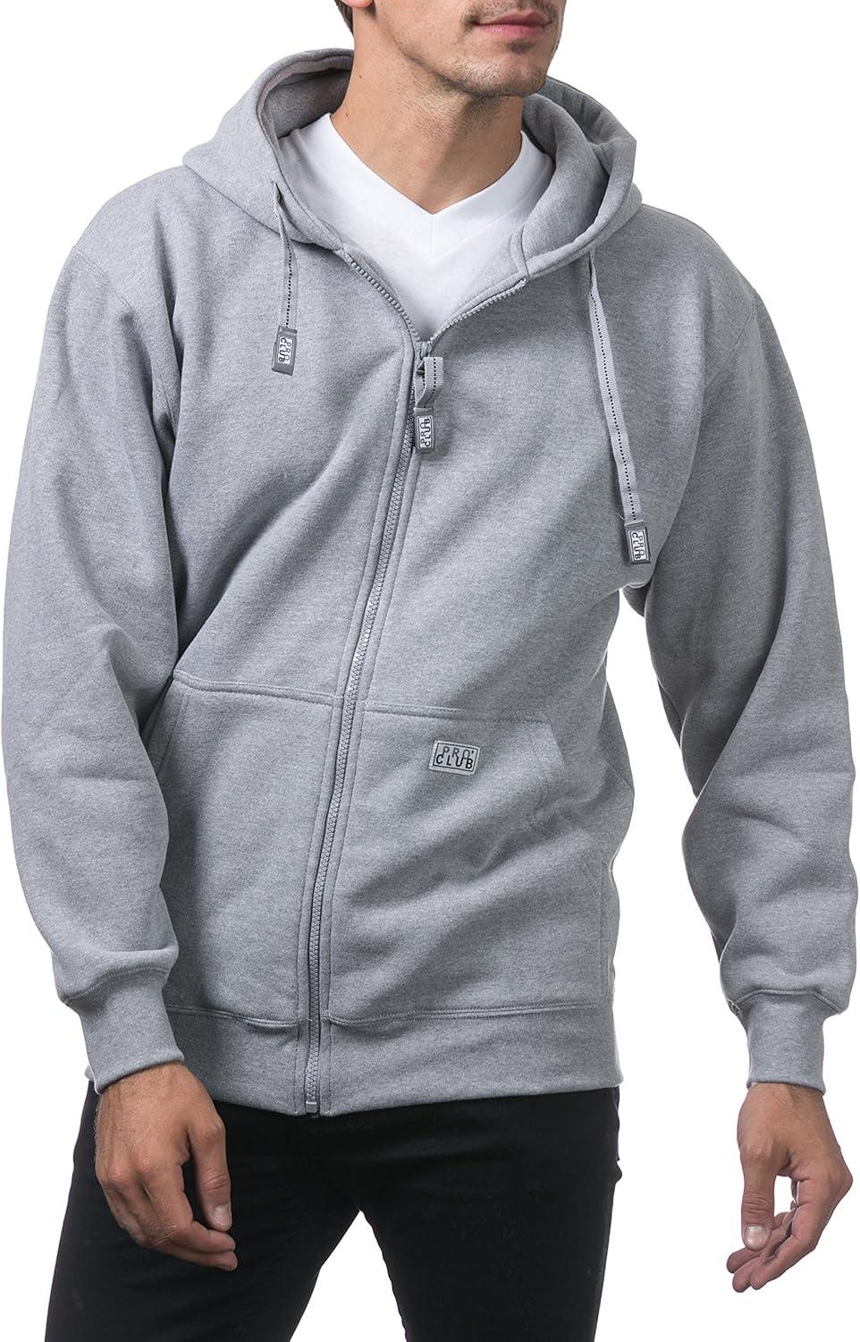 imagePro Club Mens Heavyweight Full Zip Fleece HoodieHeather Gray