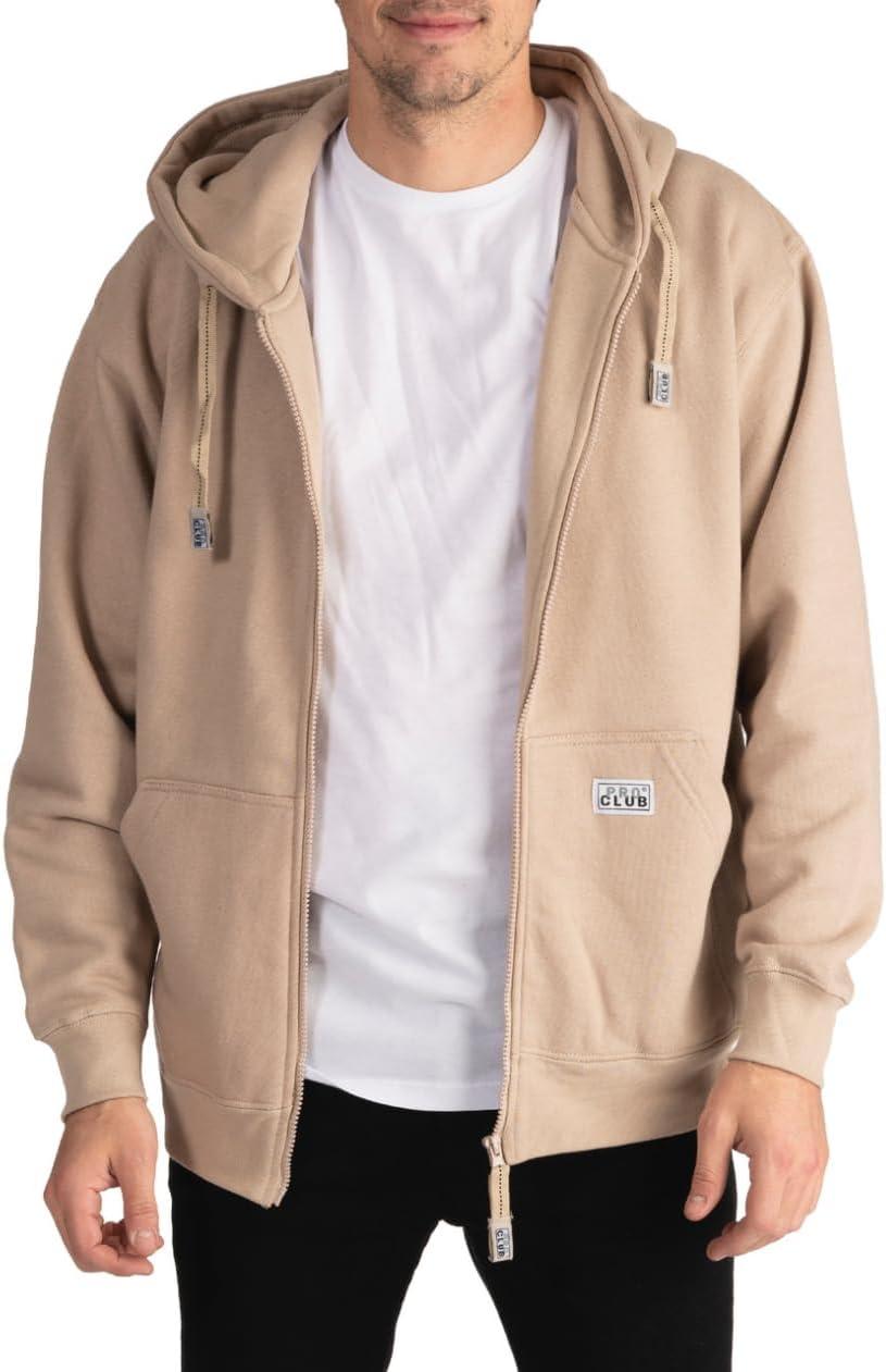 imagePro Club Mens Heavyweight Full Zip Fleece HoodieKhaki