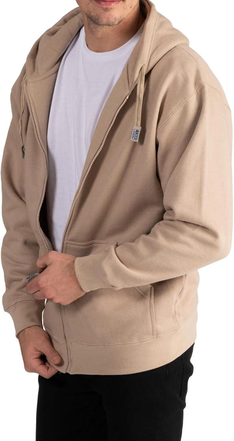 imagePro Club Mens Heavyweight Full Zip Fleece HoodieKhaki