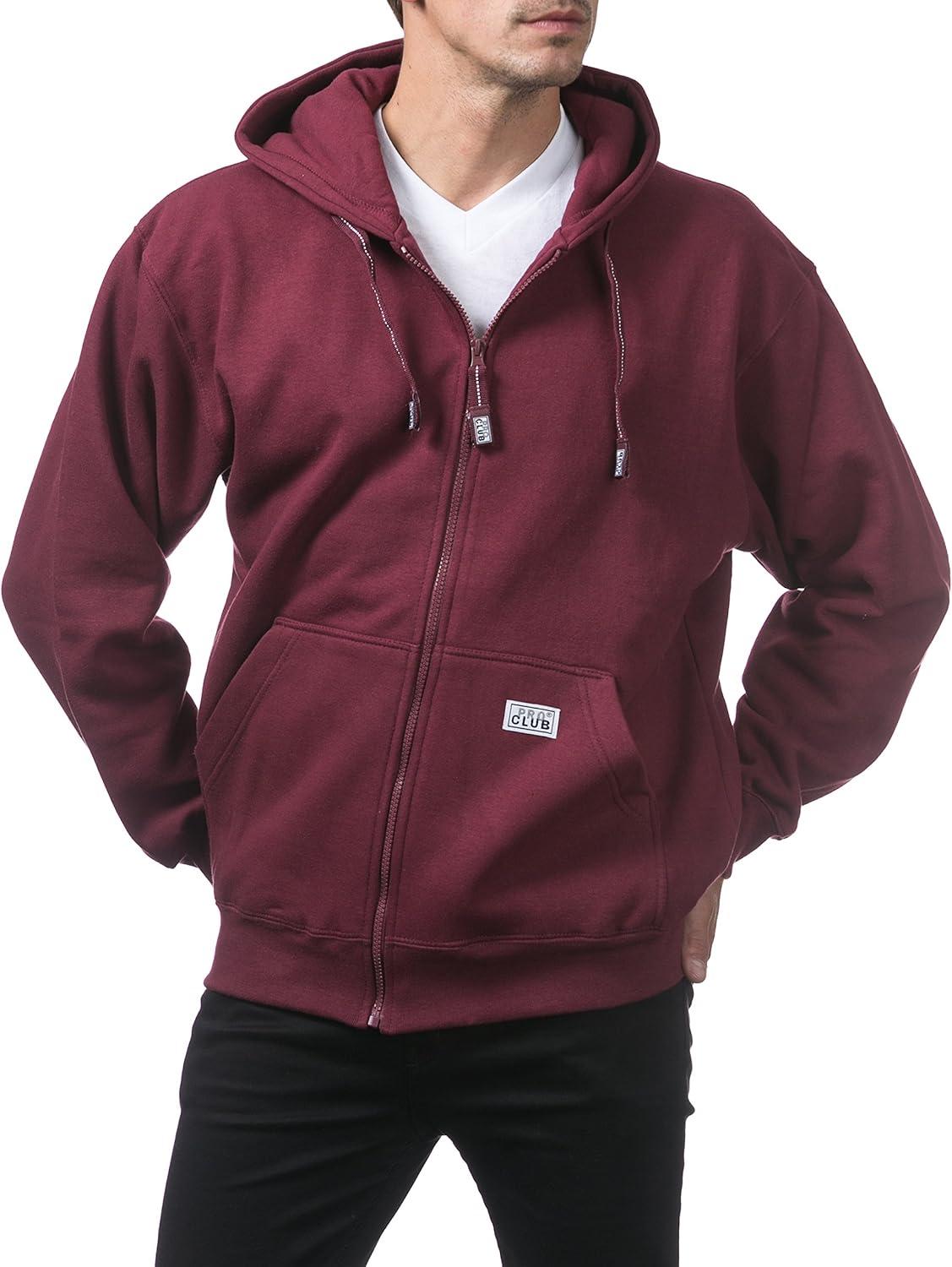 imagePro Club Mens Heavyweight Full Zip Fleece HoodieMaroon