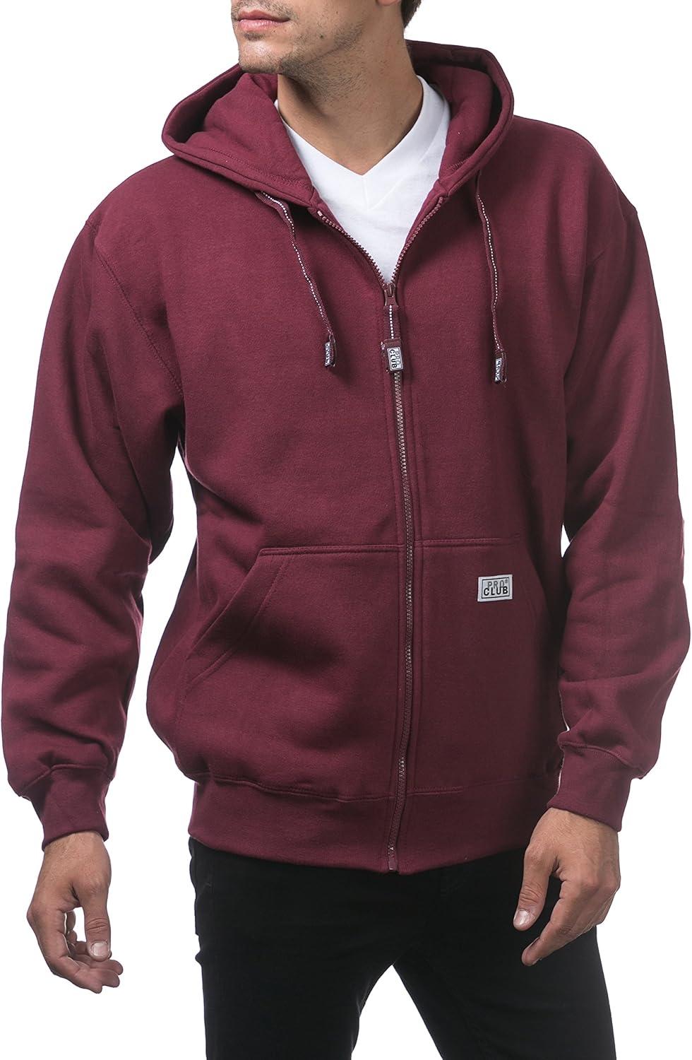imagePro Club Mens Heavyweight Full Zip Fleece HoodieMaroon