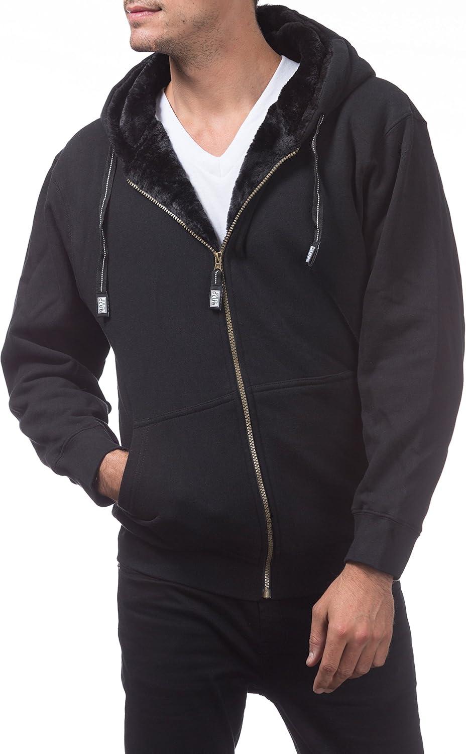 imagePro Club Mens Heavyweight Pile Full Zip HoodieBlack Black