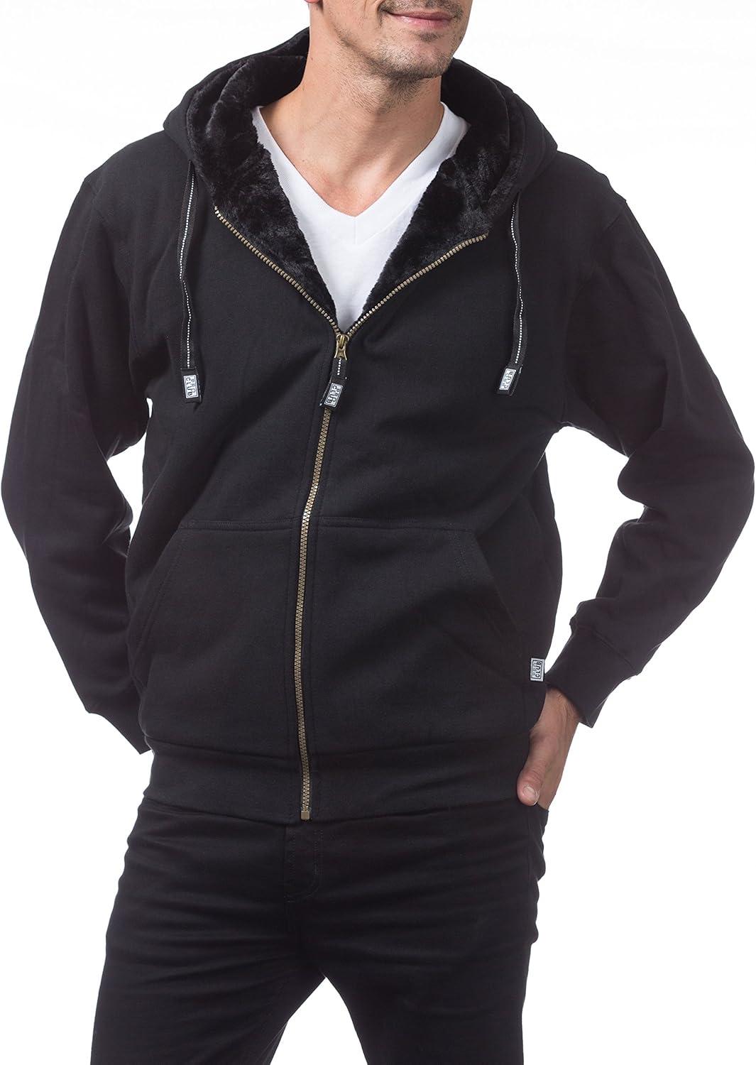 imagePro Club Mens Heavyweight Pile Full Zip HoodieBlack Black