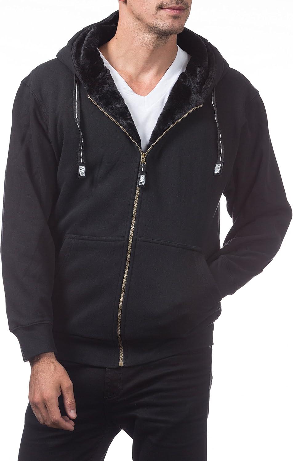 imagePro Club Mens Heavyweight Pile Full Zip HoodieBlack Black