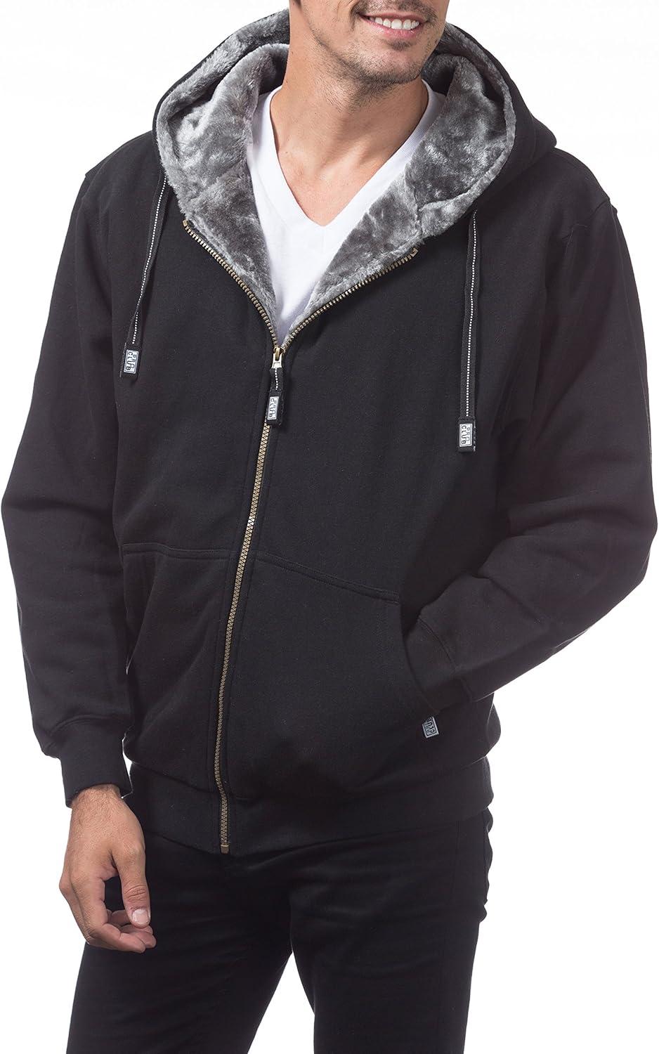 imagePro Club Mens Heavyweight Pile Full Zip HoodieBlack Gray