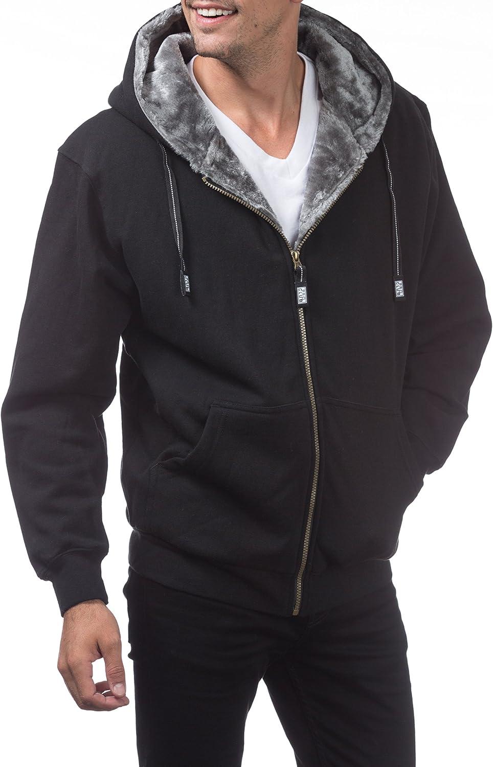 imagePro Club Mens Heavyweight Pile Full Zip HoodieBlack Gray