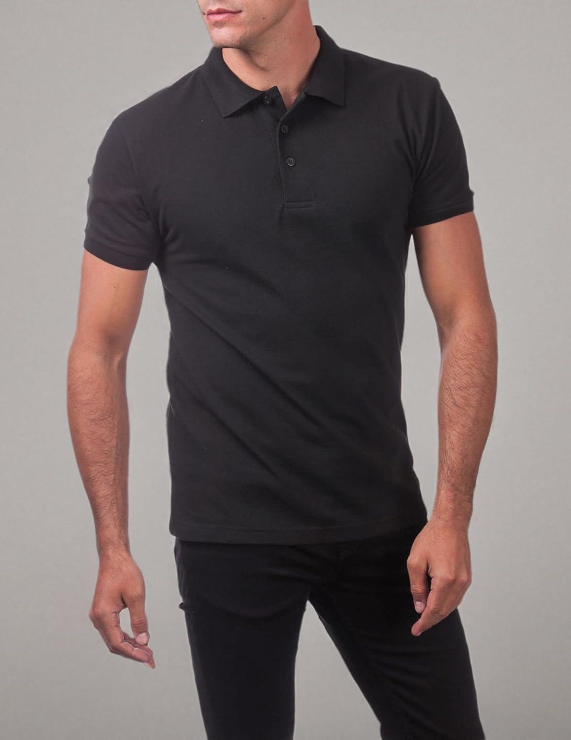 imagePro Club Mens Pique Polo Cotton Short Sleeve ShirtBlack