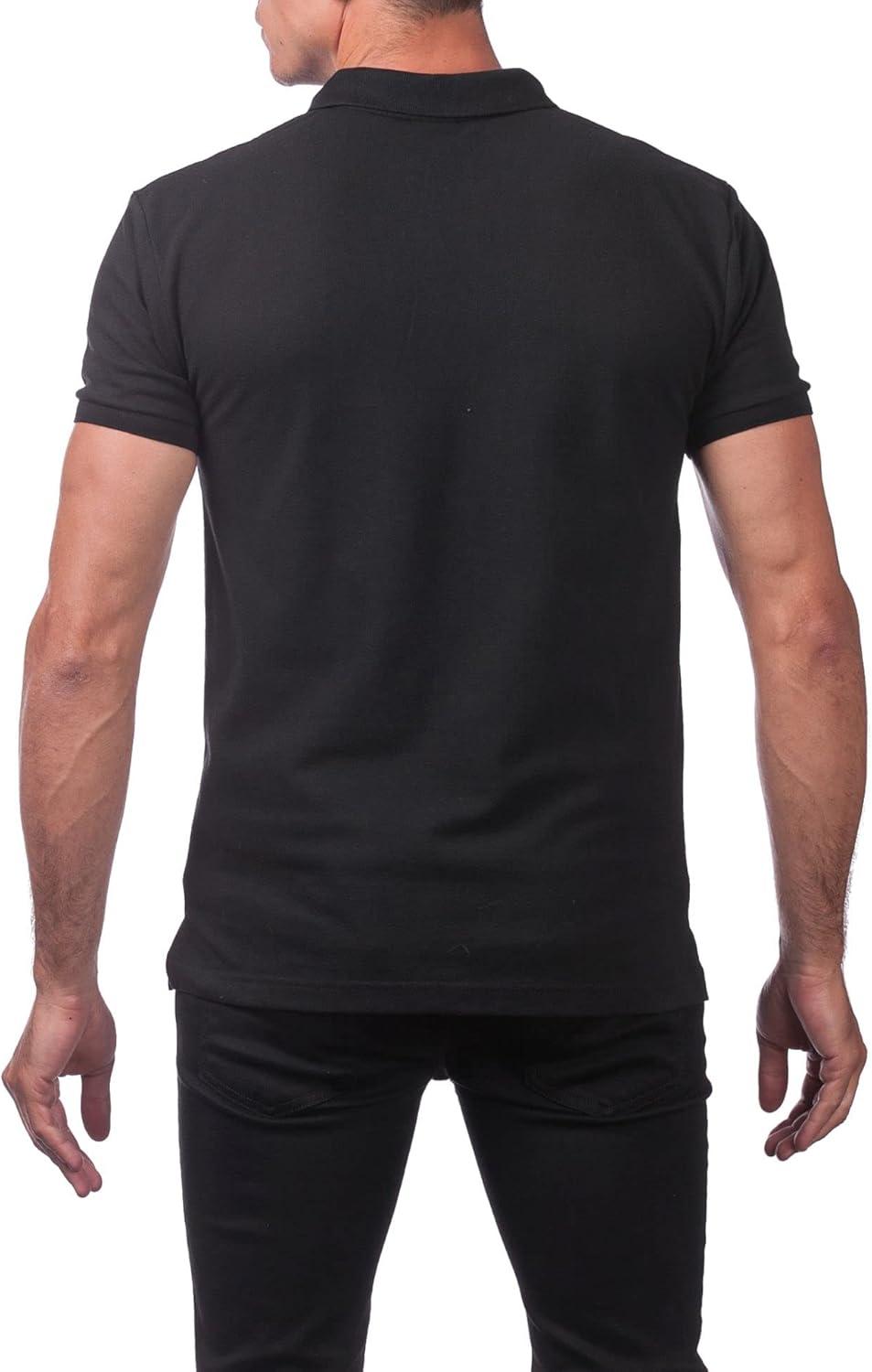 imagePro Club Mens Pique Polo Cotton Short Sleeve ShirtBlack
