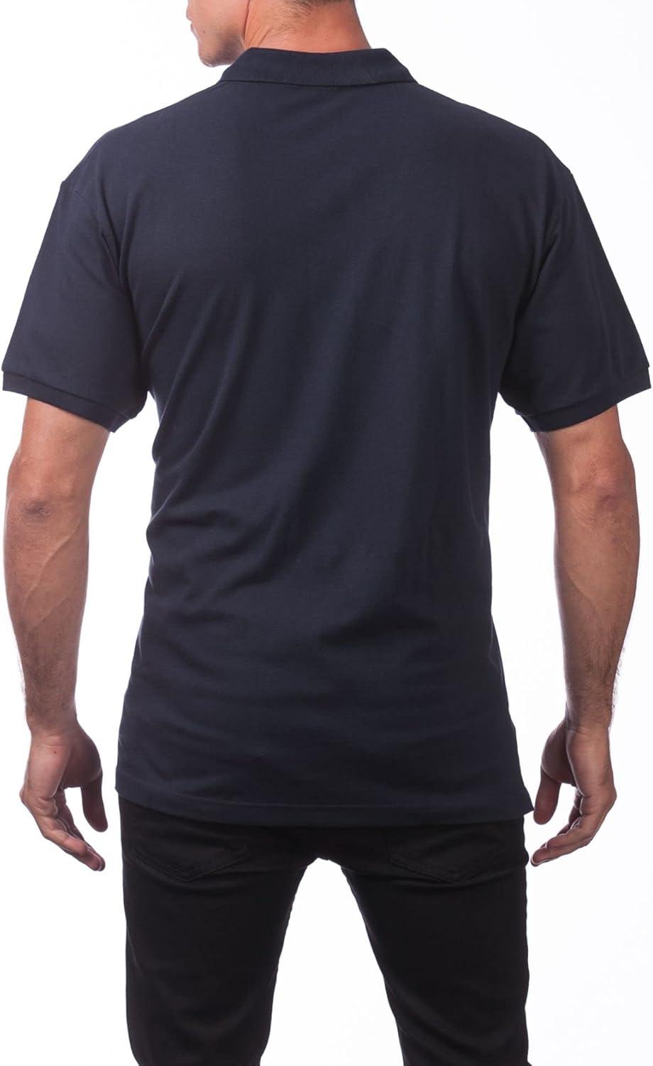 imagePro Club Mens Pique Polo Cotton Short Sleeve ShirtNavy