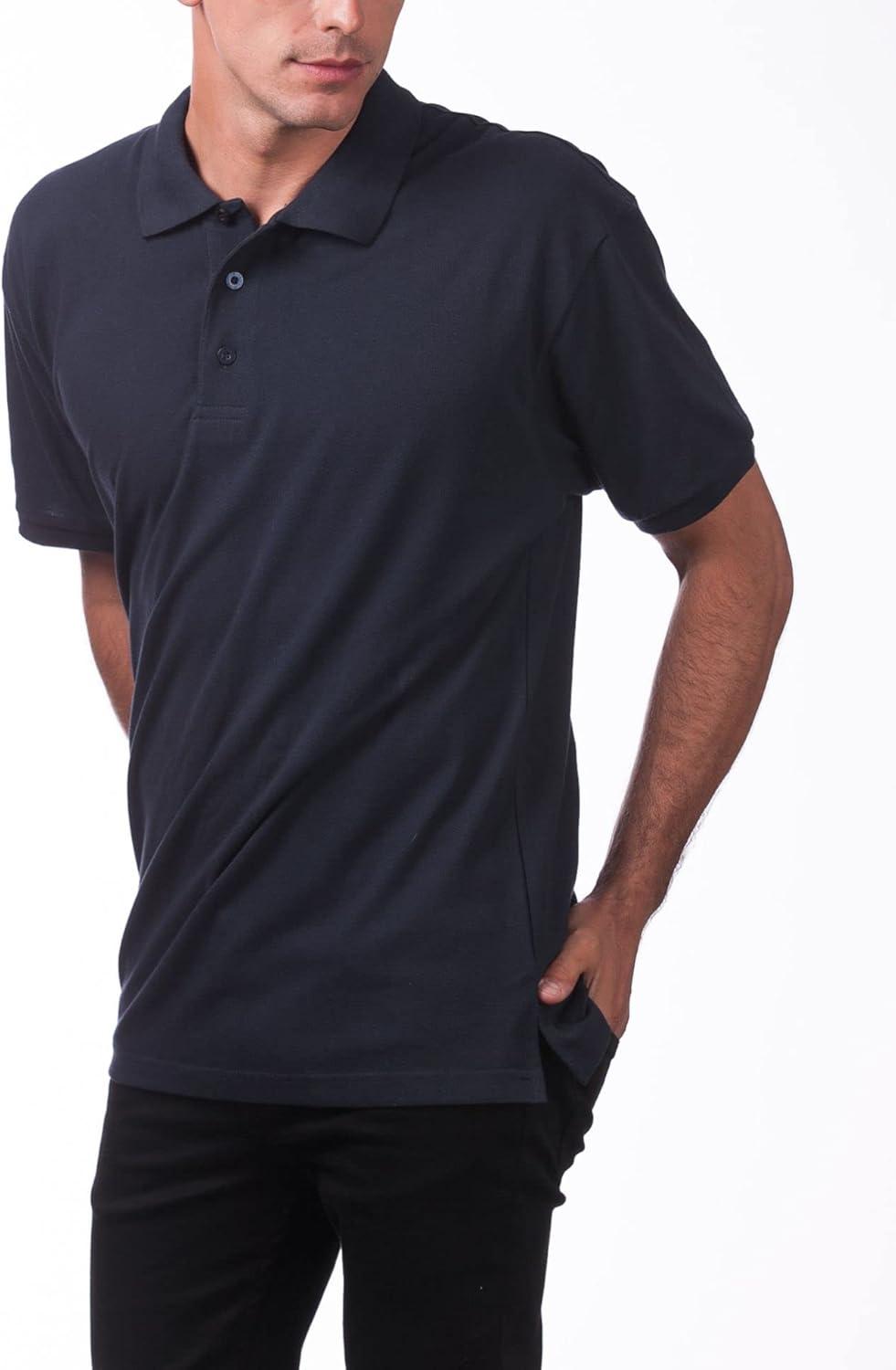 imagePro Club Mens Pique Polo Cotton Short Sleeve ShirtNavy