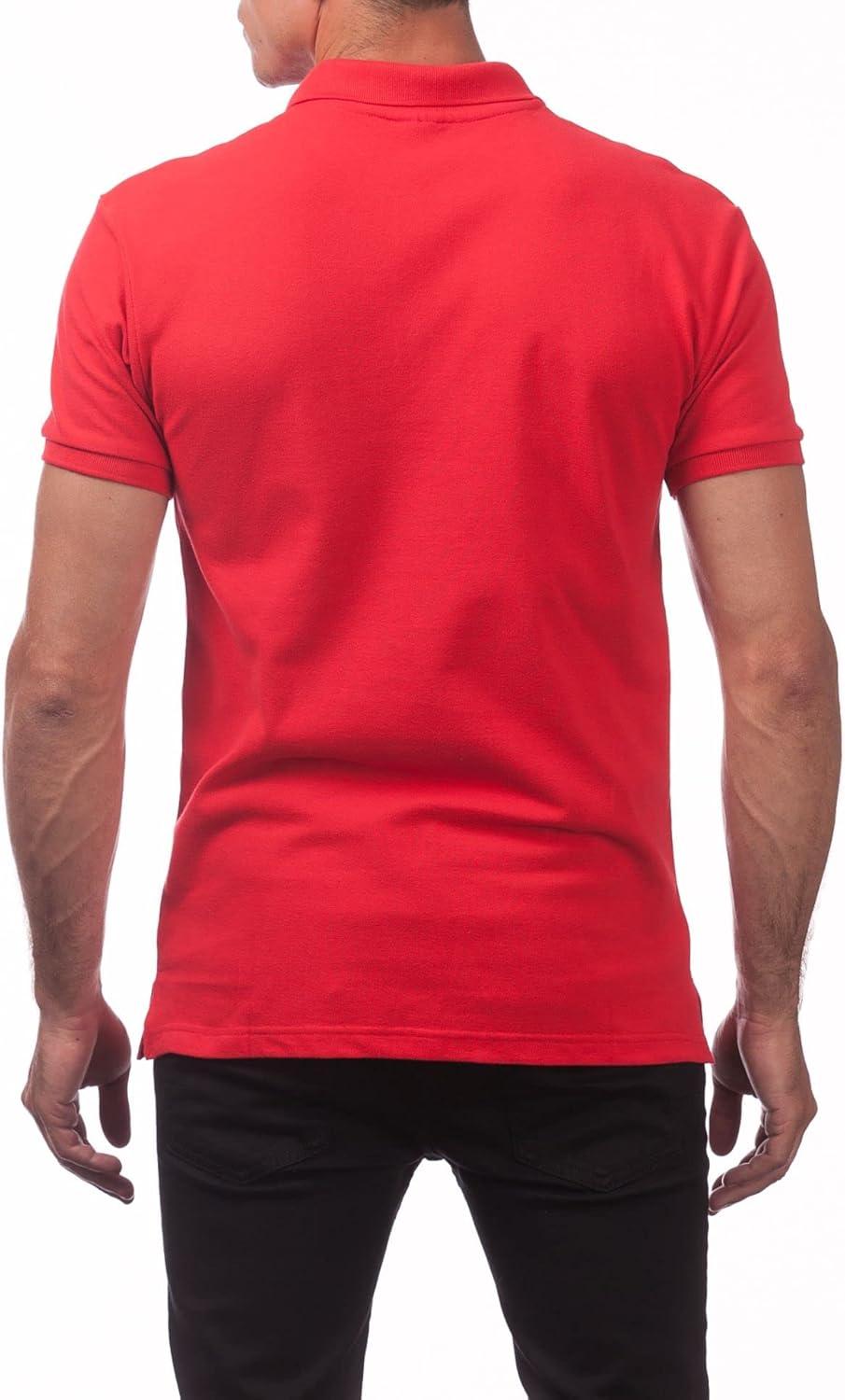 imagePro Club Mens Pique Polo Cotton Short Sleeve ShirtRed