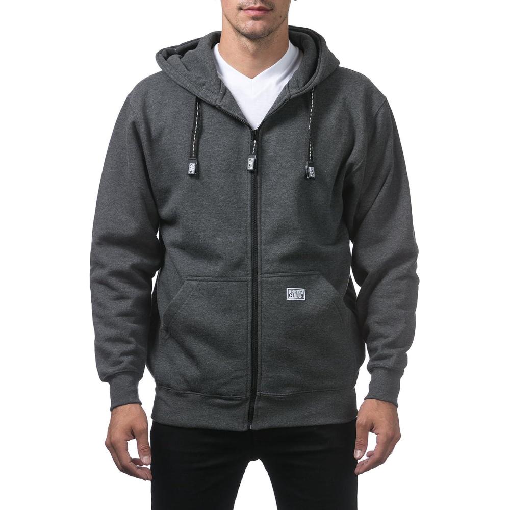 imagePro Club Mens Heavyweight Full Zip Fleece HoodieCharcoal