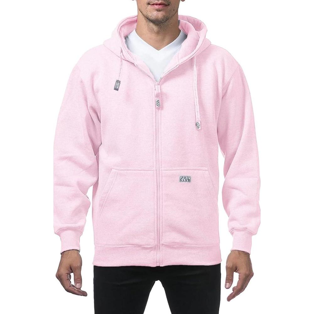 imagePro Club Mens Heavyweight Full Zip Fleece HoodiePink