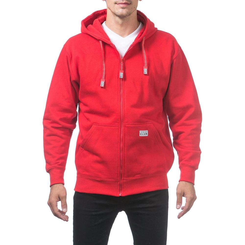 imagePro Club Mens Heavyweight Full Zip Fleece HoodieRed