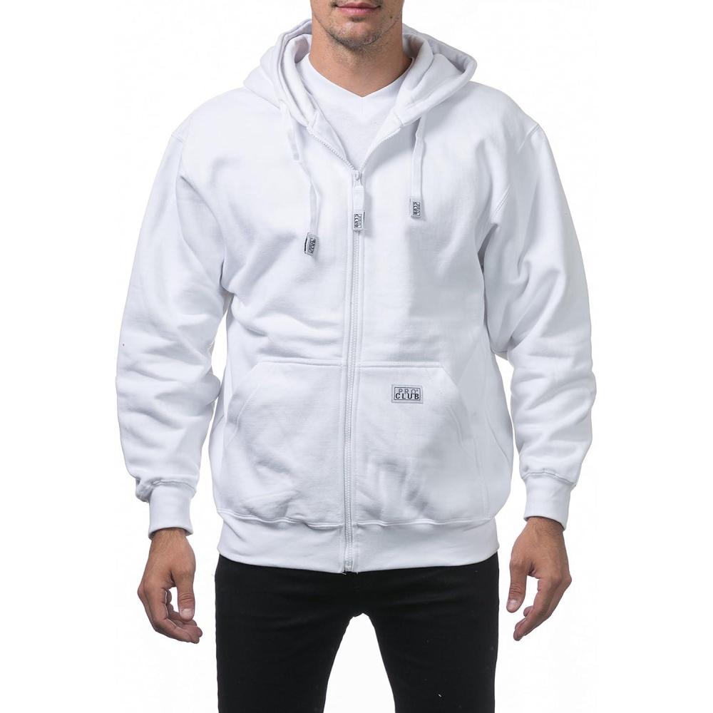 imagePro Club Mens Heavyweight Full Zip Fleece HoodieSnow White