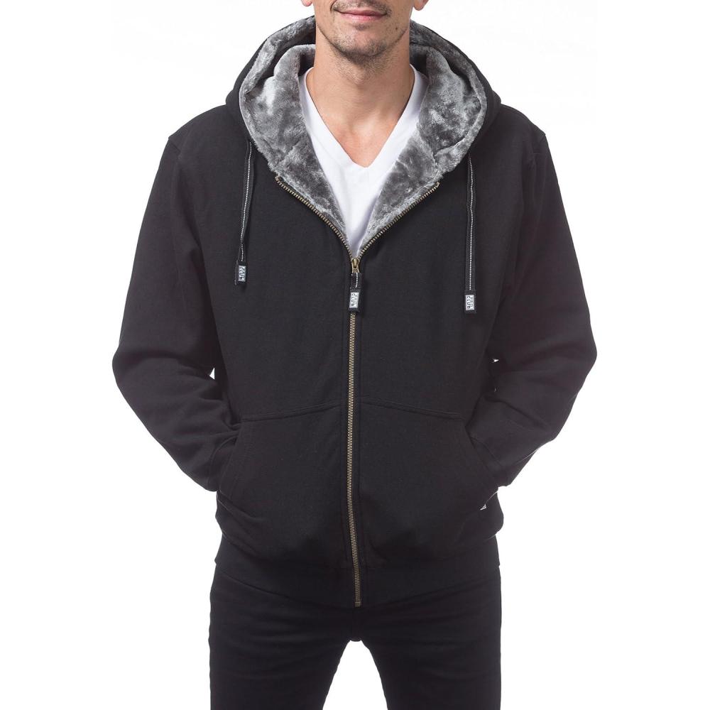 imagePro Club Mens Heavyweight Pile Full Zip HoodieBlack Gray