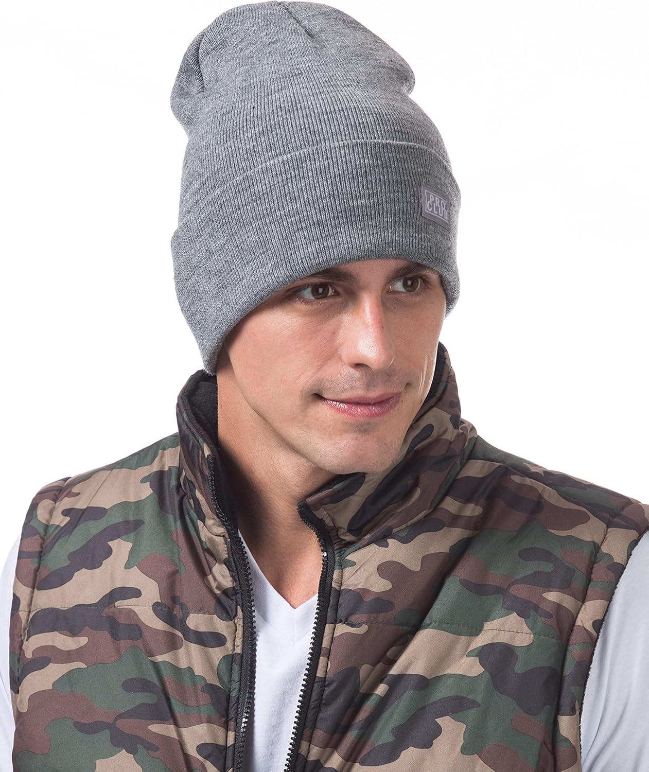 imagePro Club Mens Beanie Cuffed or ShortHeather Gray Cuffed