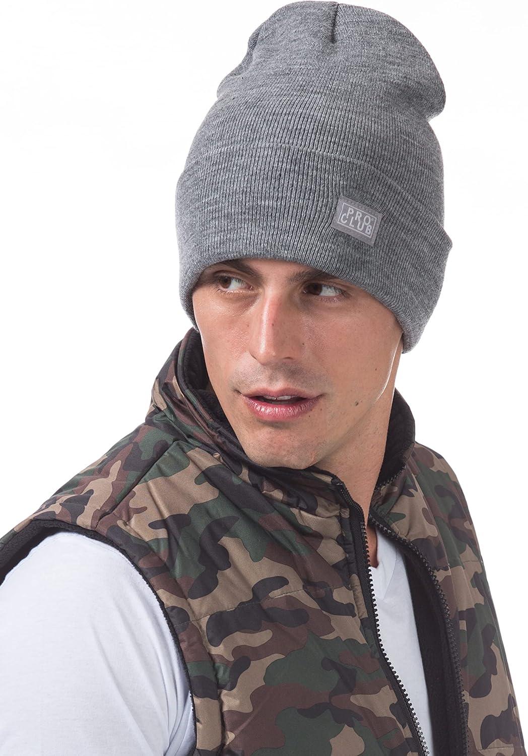 imagePro Club Mens Beanie Cuffed or ShortHeather Gray Cuffed