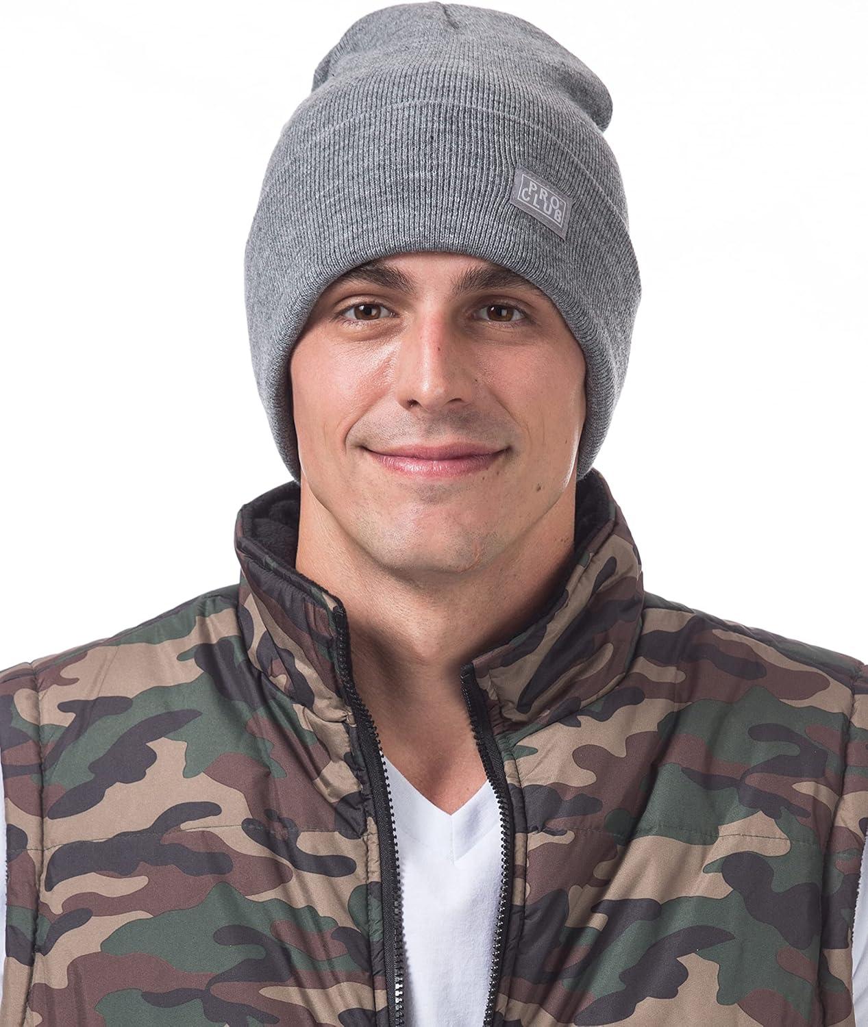 imagePro Club Mens Beanie Cuffed or ShortHeather Gray Cuffed